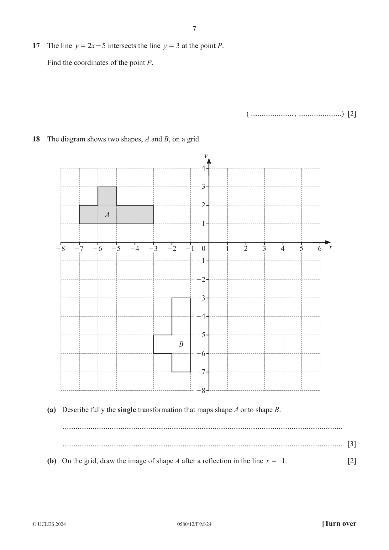 Cambridge IGCSE Mathematics 0580 2024 Feb/March Paper 1 · Variant 2 question paper, page 7 of 12