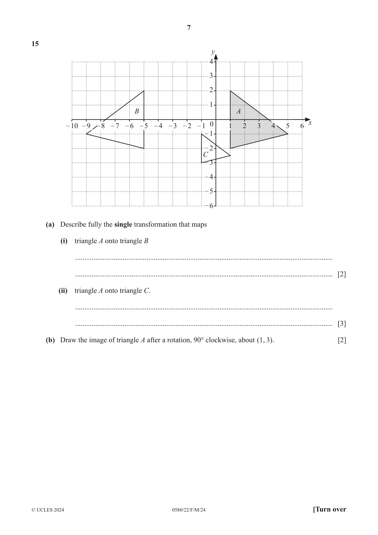 Cambridge IGCSE Mathematics 0580 2024 Feb/March Paper 2 · Variant 2 question paper, page 7 of 12