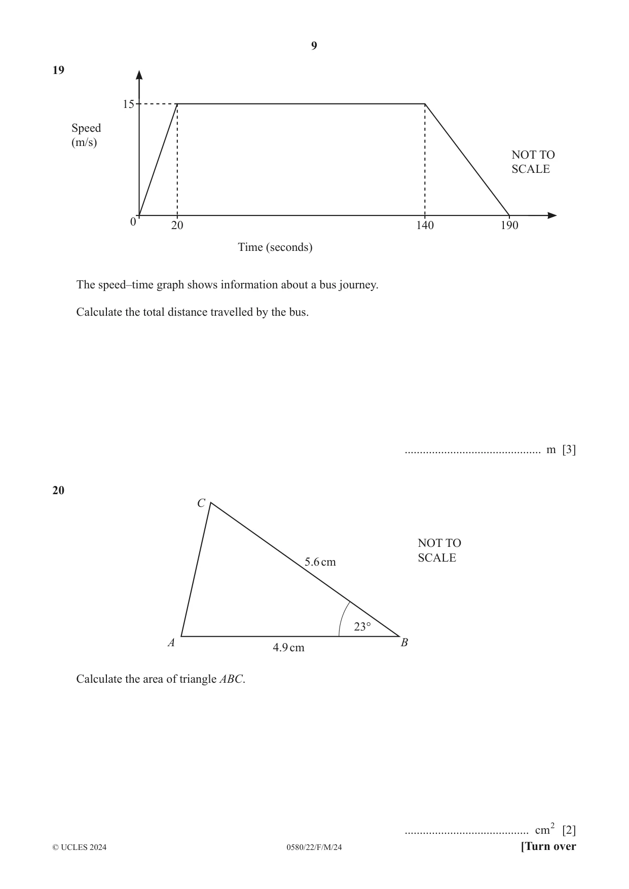 Cambridge IGCSE Mathematics 0580 2024 Feb/March Paper 2 · Variant 2 question paper, page 9 of 12