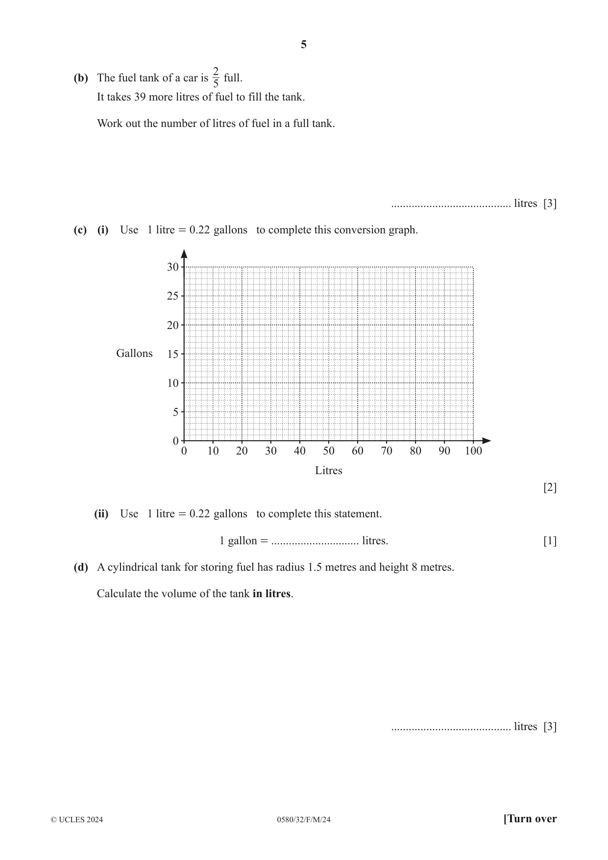 Cambridge IGCSE Mathematics 0580 2024 Feb/March Paper 3 · Variant 2 question paper, page 5 of 16