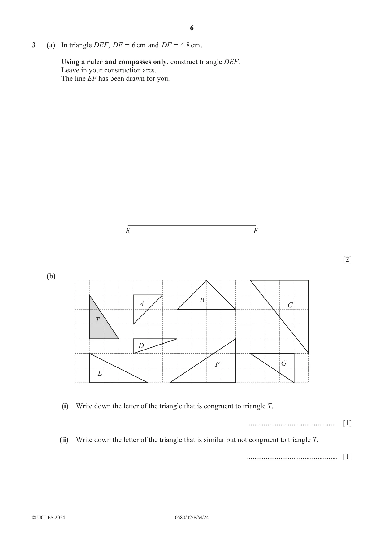 Cambridge IGCSE Mathematics 0580 2024 Feb/March Paper 3 · Variant 2 question paper, page 6 of 16