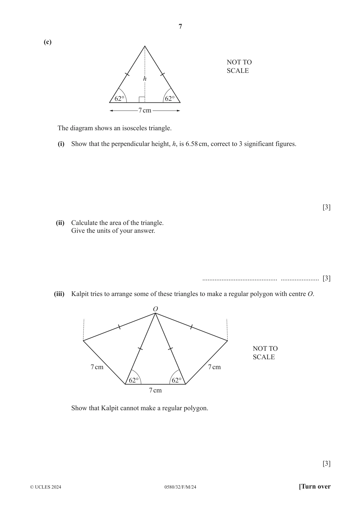 Cambridge IGCSE Mathematics 0580 2024 Feb/March Paper 3 · Variant 2 question paper, page 7 of 16