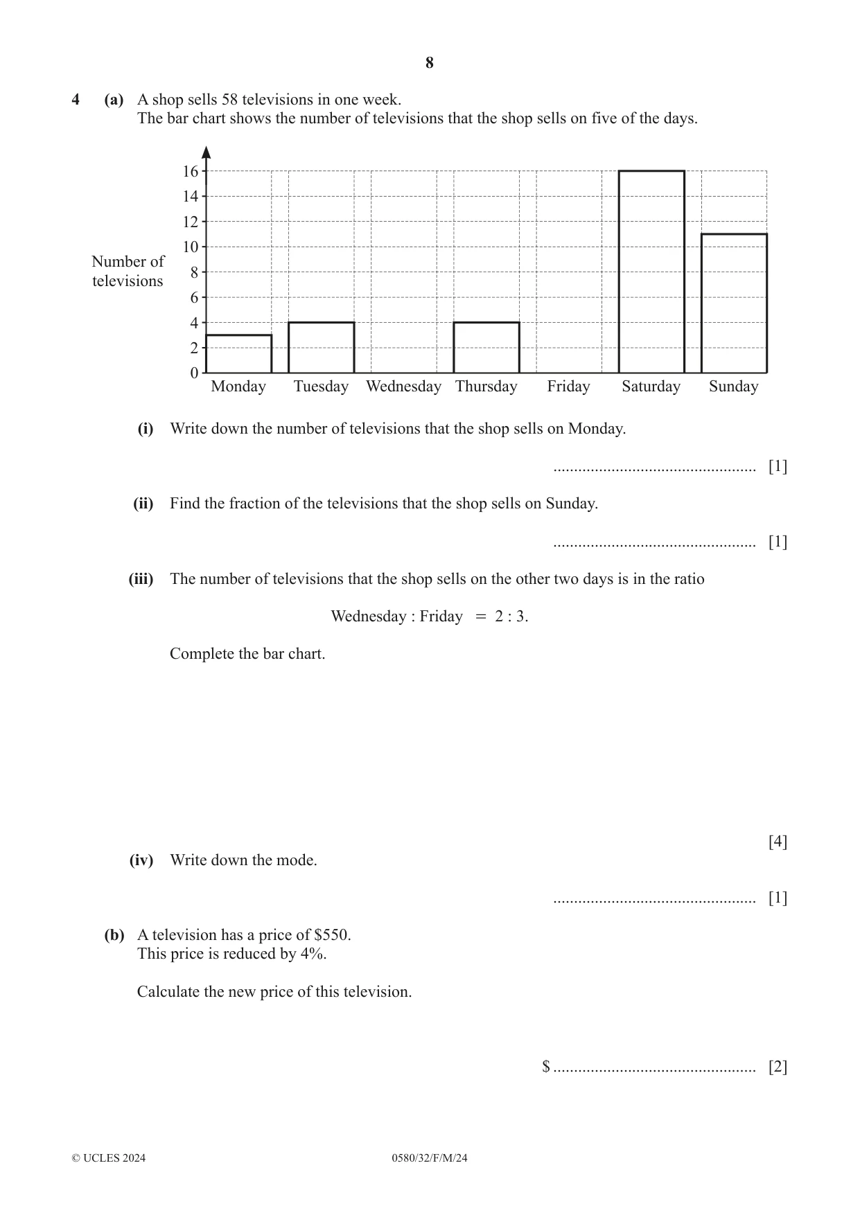 Cambridge IGCSE Mathematics 0580 2024 Feb/March Paper 3 · Variant 2 question paper, page 8 of 16
