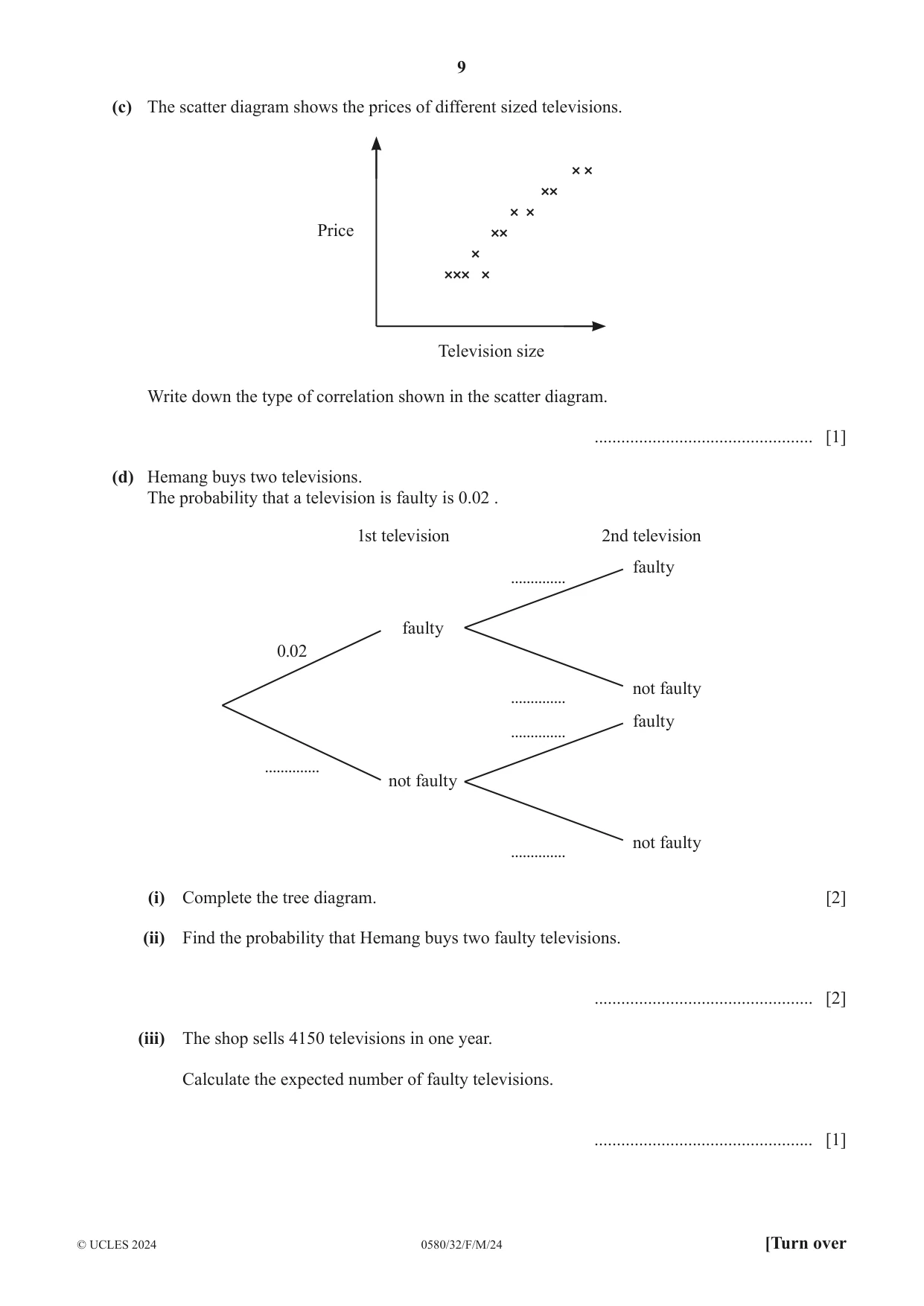 Cambridge IGCSE Mathematics 0580 2024 Feb/March Paper 3 · Variant 2 question paper, page 9 of 16