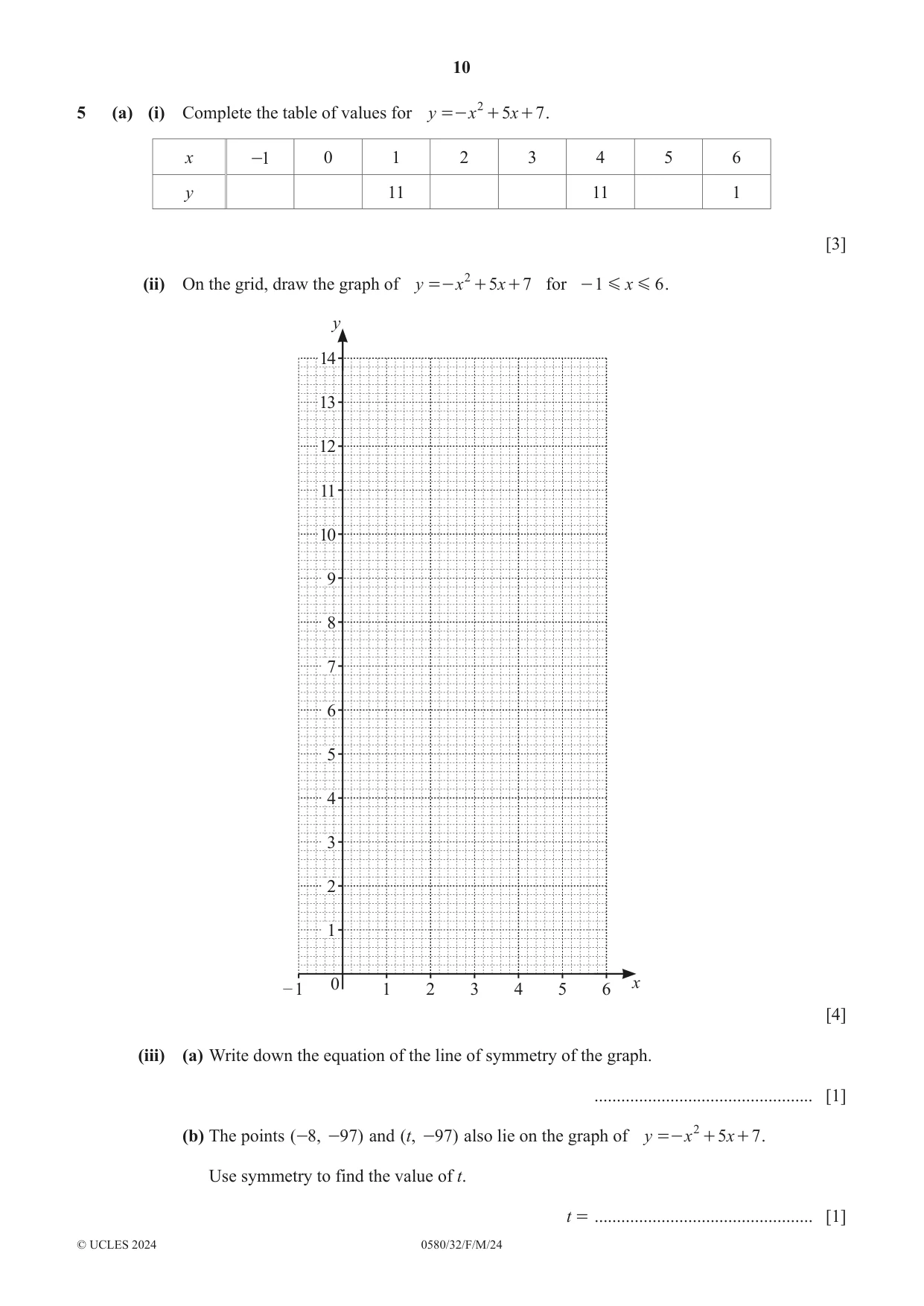 Cambridge IGCSE Mathematics 0580 2024 Feb/March Paper 3 · Variant 2 question paper, page 10 of 16