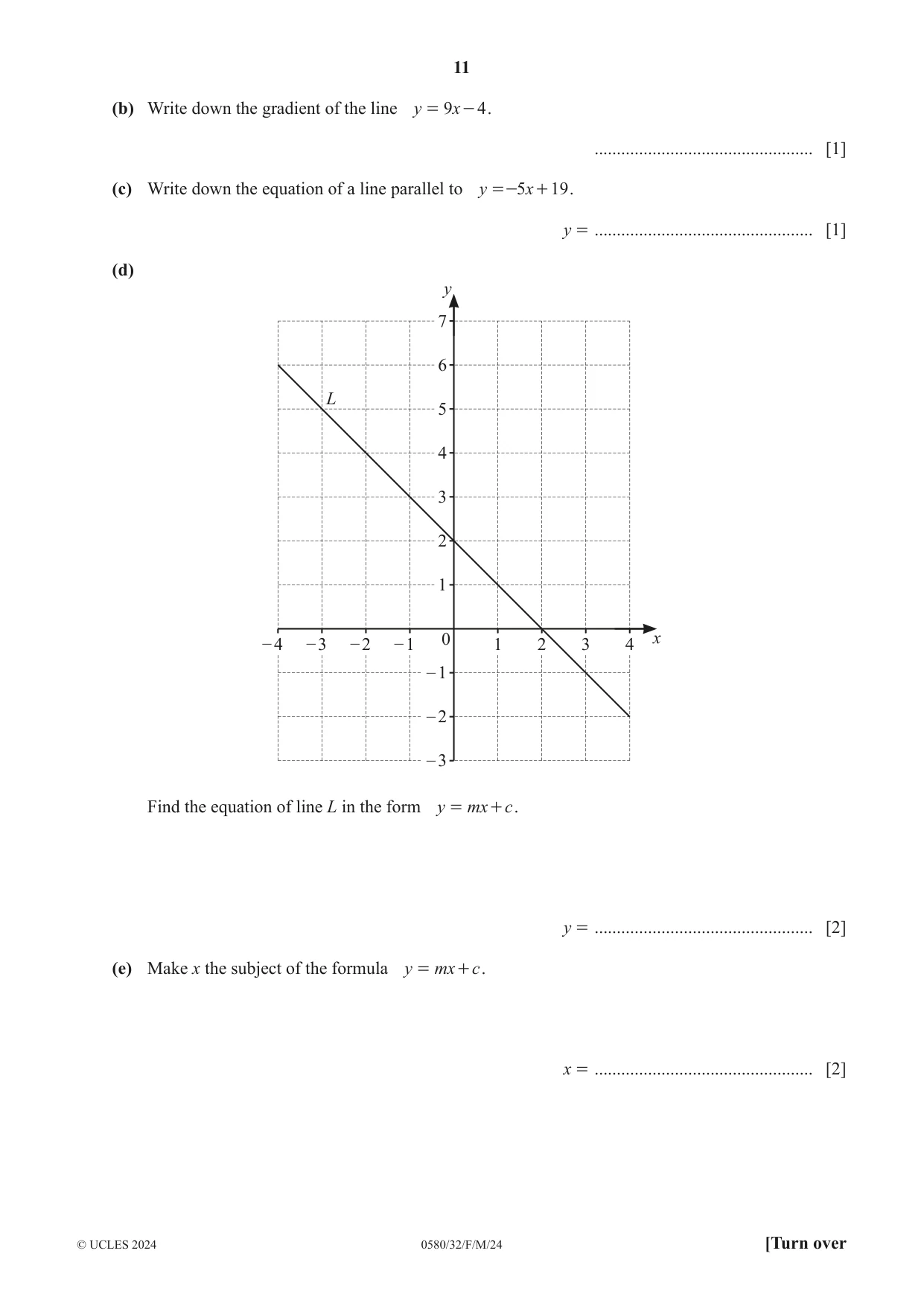Cambridge IGCSE Mathematics 0580 2024 Feb/March Paper 3 · Variant 2 question paper, page 11 of 16