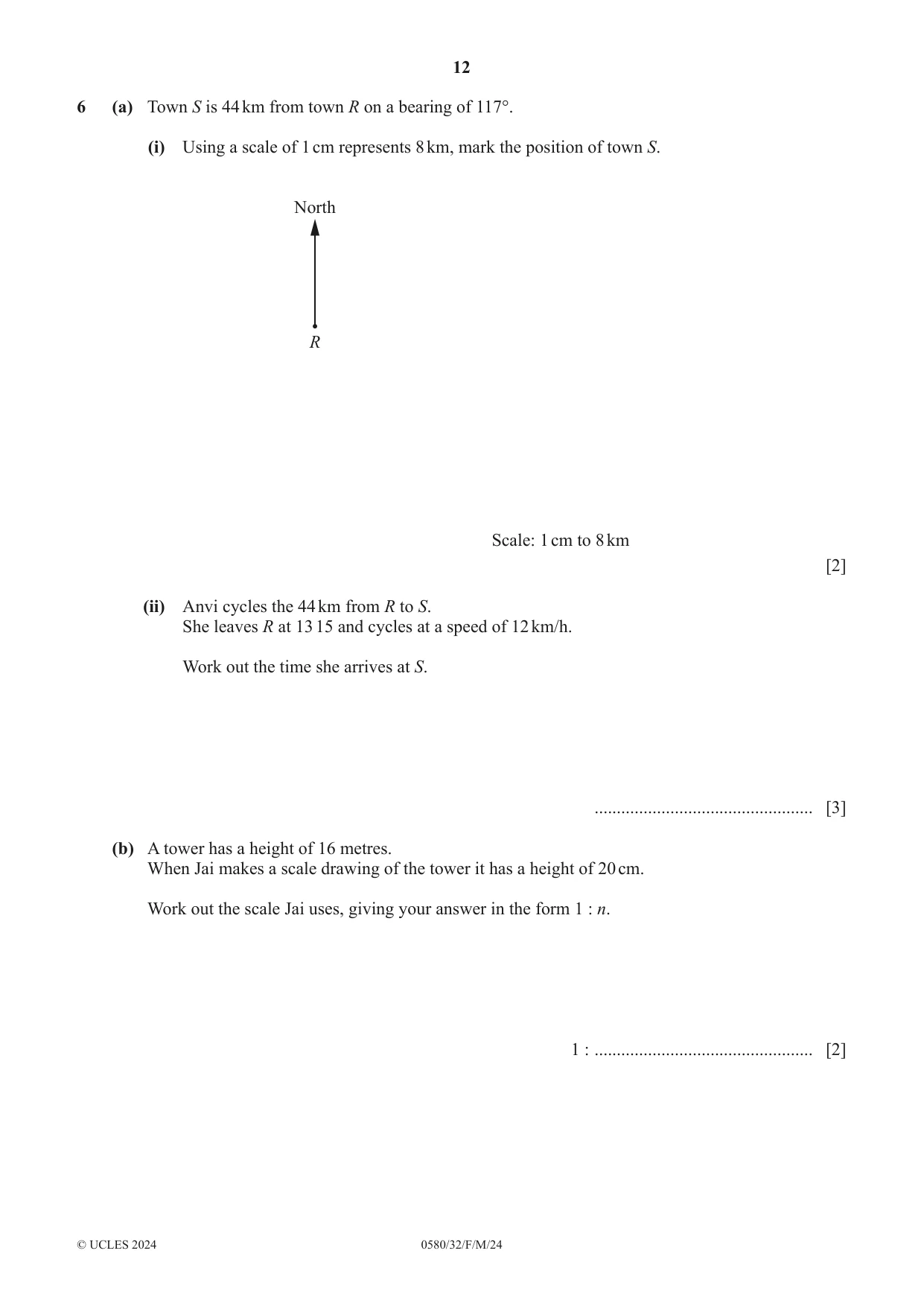 Cambridge IGCSE Mathematics 0580 2024 Feb/March Paper 3 · Variant 2 question paper, page 12 of 16