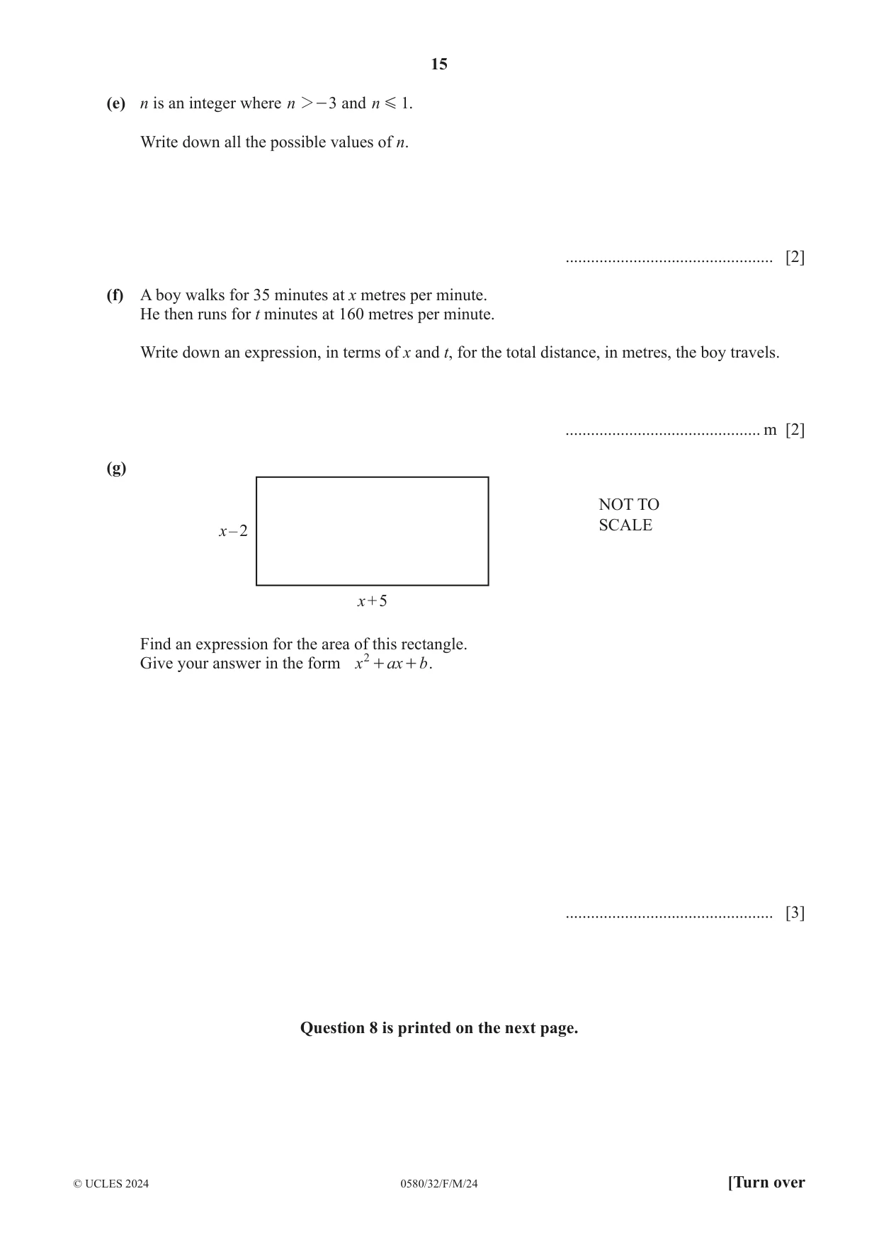 Cambridge IGCSE Mathematics 0580 2024 Feb/March Paper 3 · Variant 2 question paper, page 15 of 16