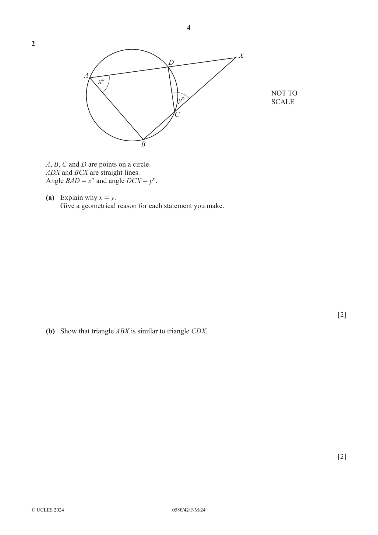 Cambridge IGCSE Mathematics 0580 2024 Feb/March Paper 4 · Variant 2 question paper, page 4 of 20