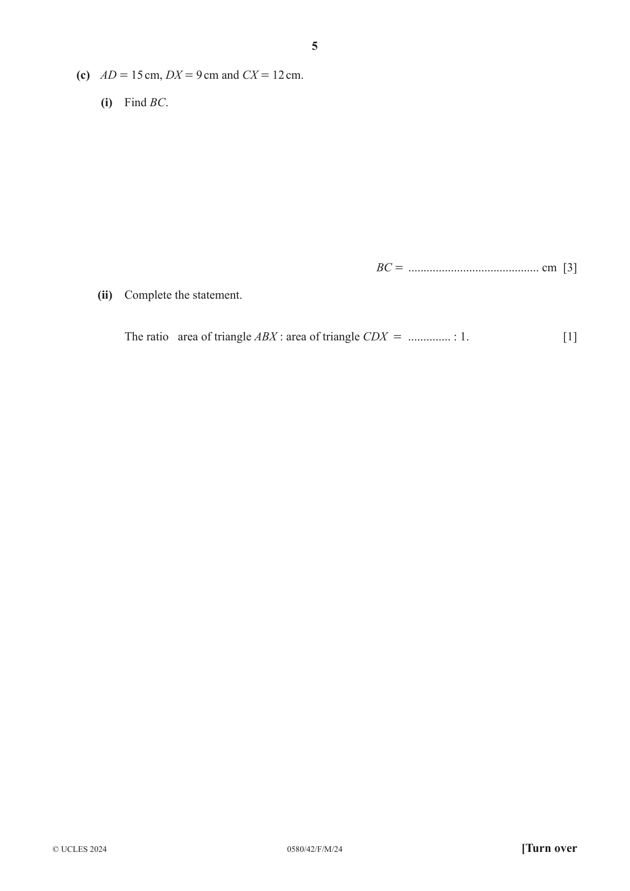Cambridge IGCSE Mathematics 0580 2024 Feb/March Paper 4 · Variant 2 question paper, page 5 of 20