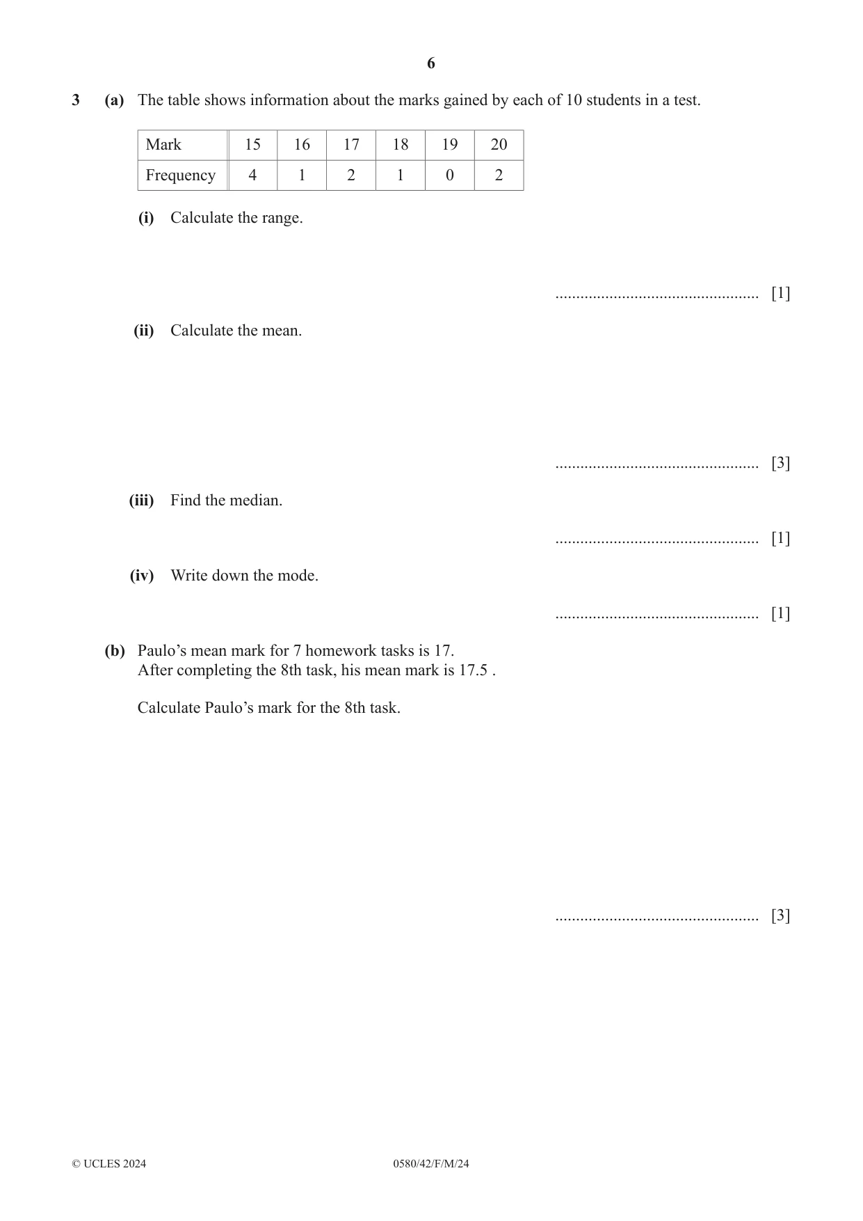 Cambridge IGCSE Mathematics 0580 2024 Feb/March Paper 4 · Variant 2 question paper, page 6 of 20