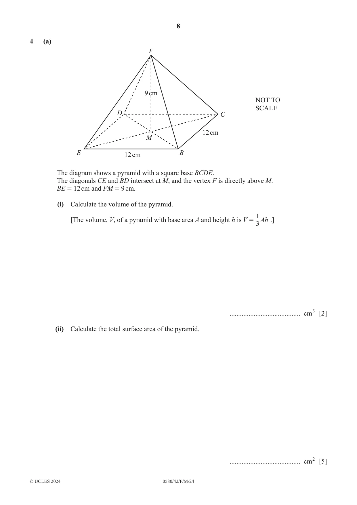 Cambridge IGCSE Mathematics 0580 2024 Feb/March Paper 4 · Variant 2 question paper, page 8 of 20
