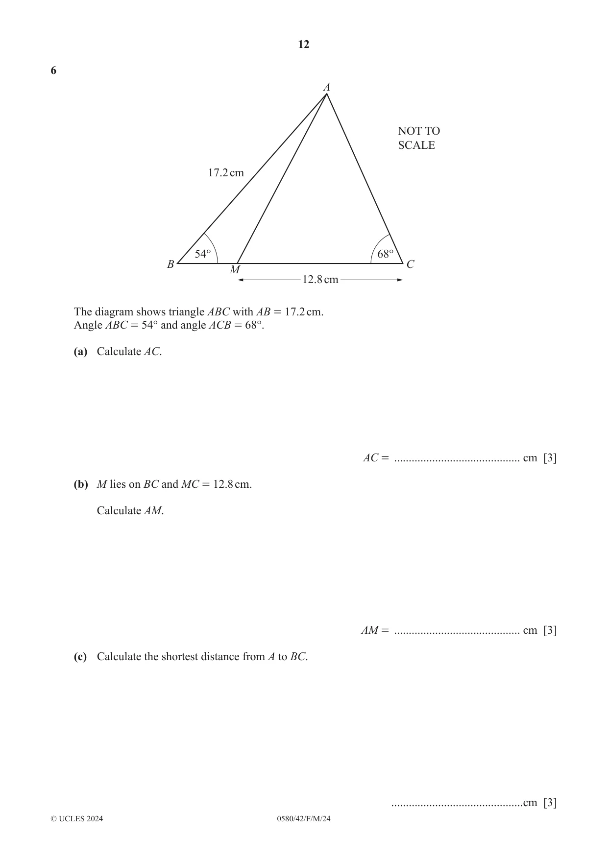 Cambridge IGCSE Mathematics 0580 2024 Feb/March Paper 4 · Variant 2 question paper, page 12 of 20