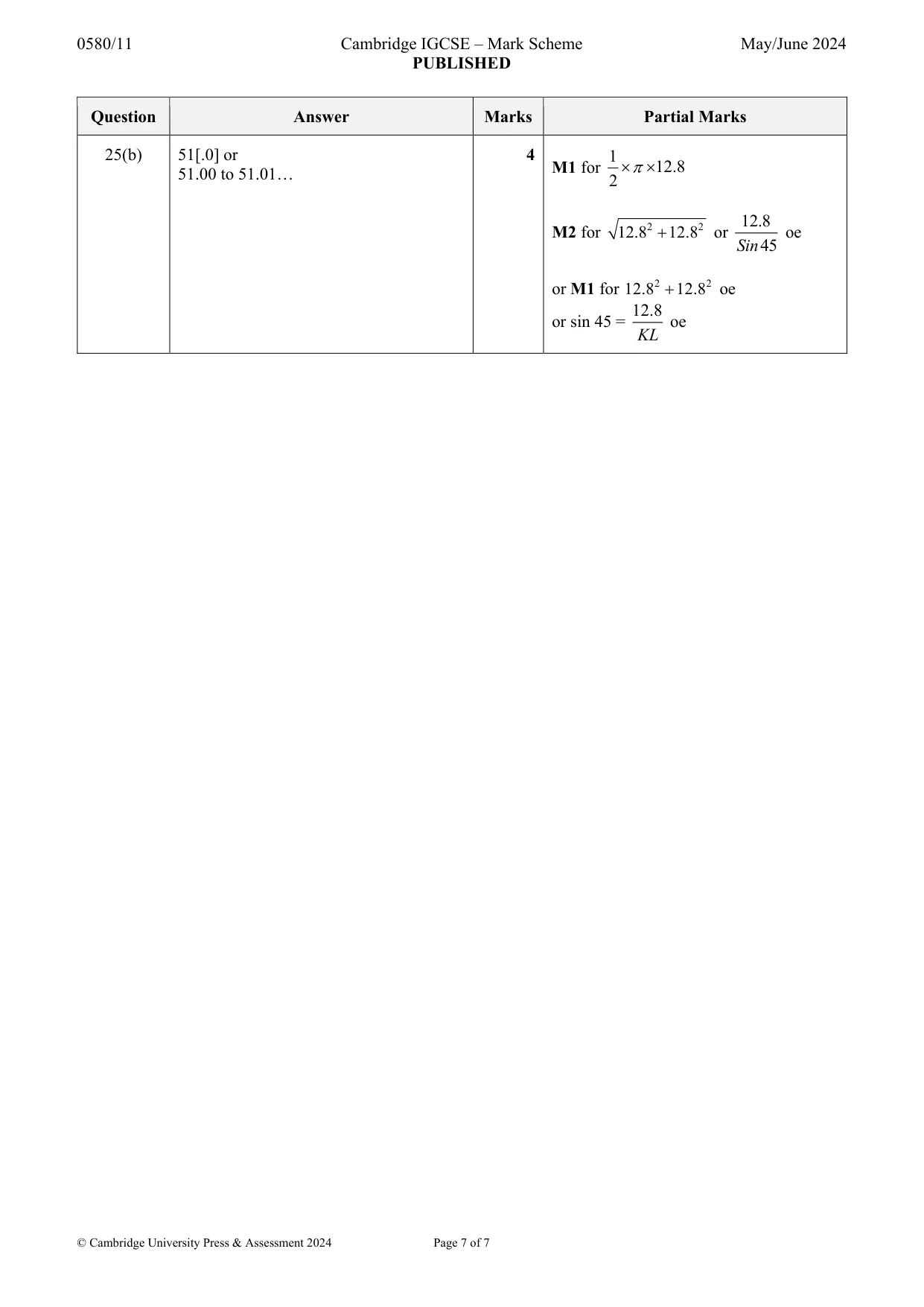 Mark scheme, page 7 of 7