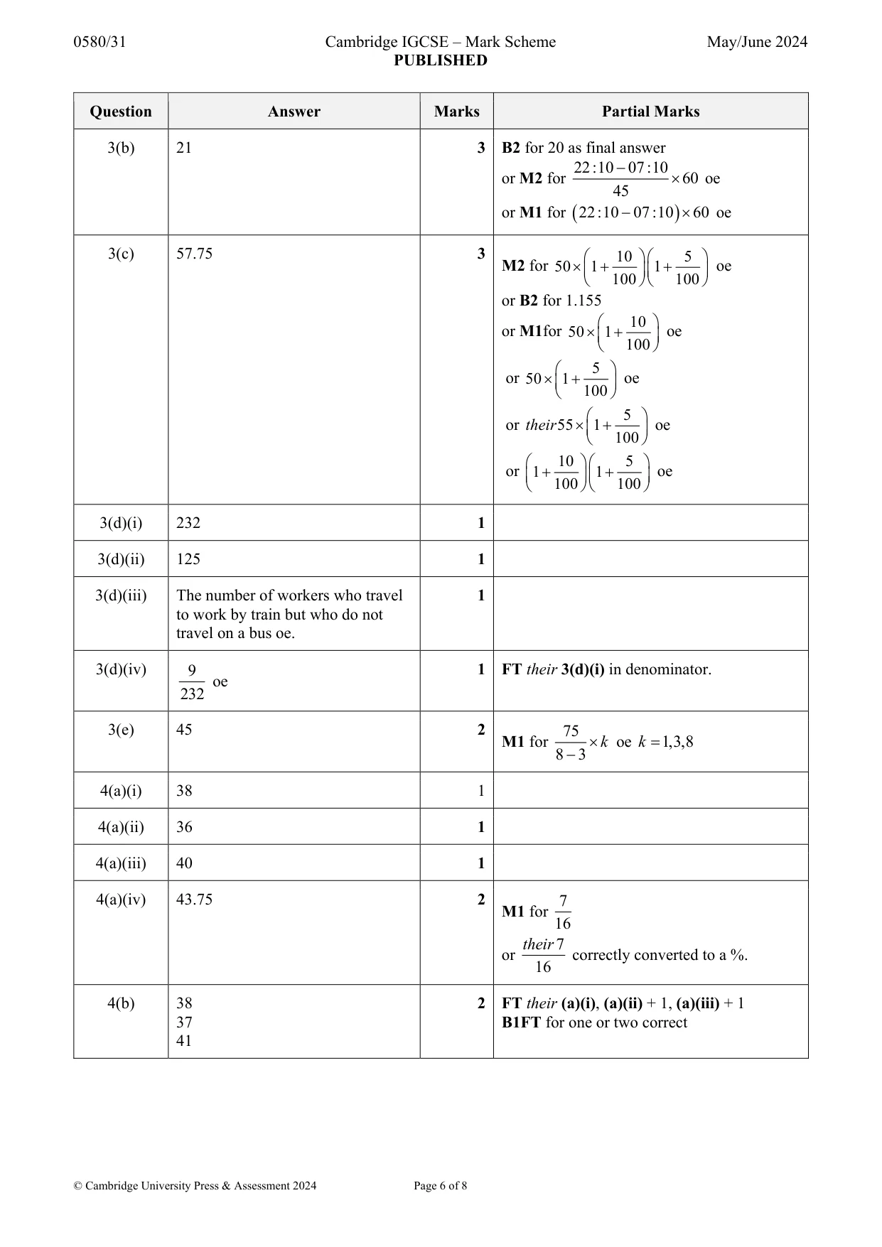 Mark scheme, page 6 of 8