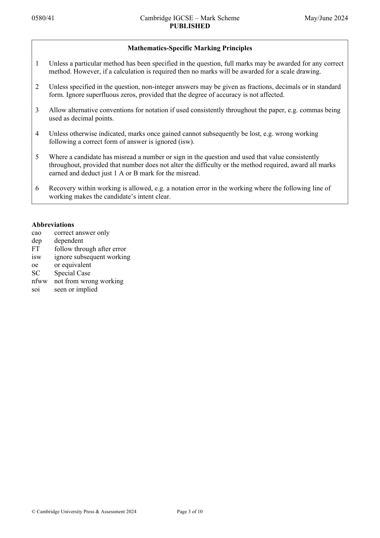 Mark scheme, page 3 of 10