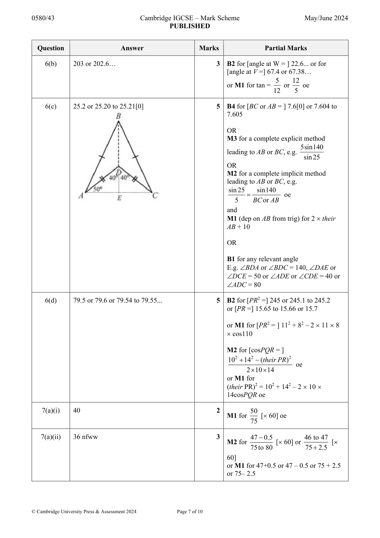 Mark scheme, page 7 of 10
