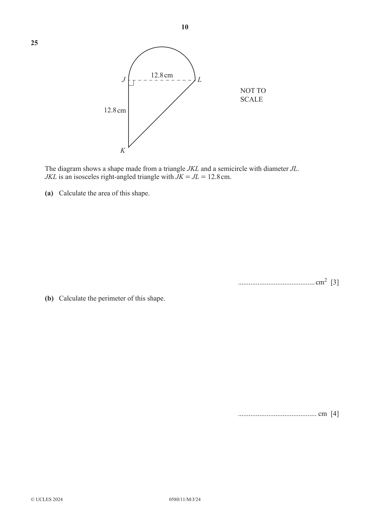 Cambridge IGCSE Mathematics 0580 2024 May/June Paper 1 · Variant 1 question paper, page 10 of 12