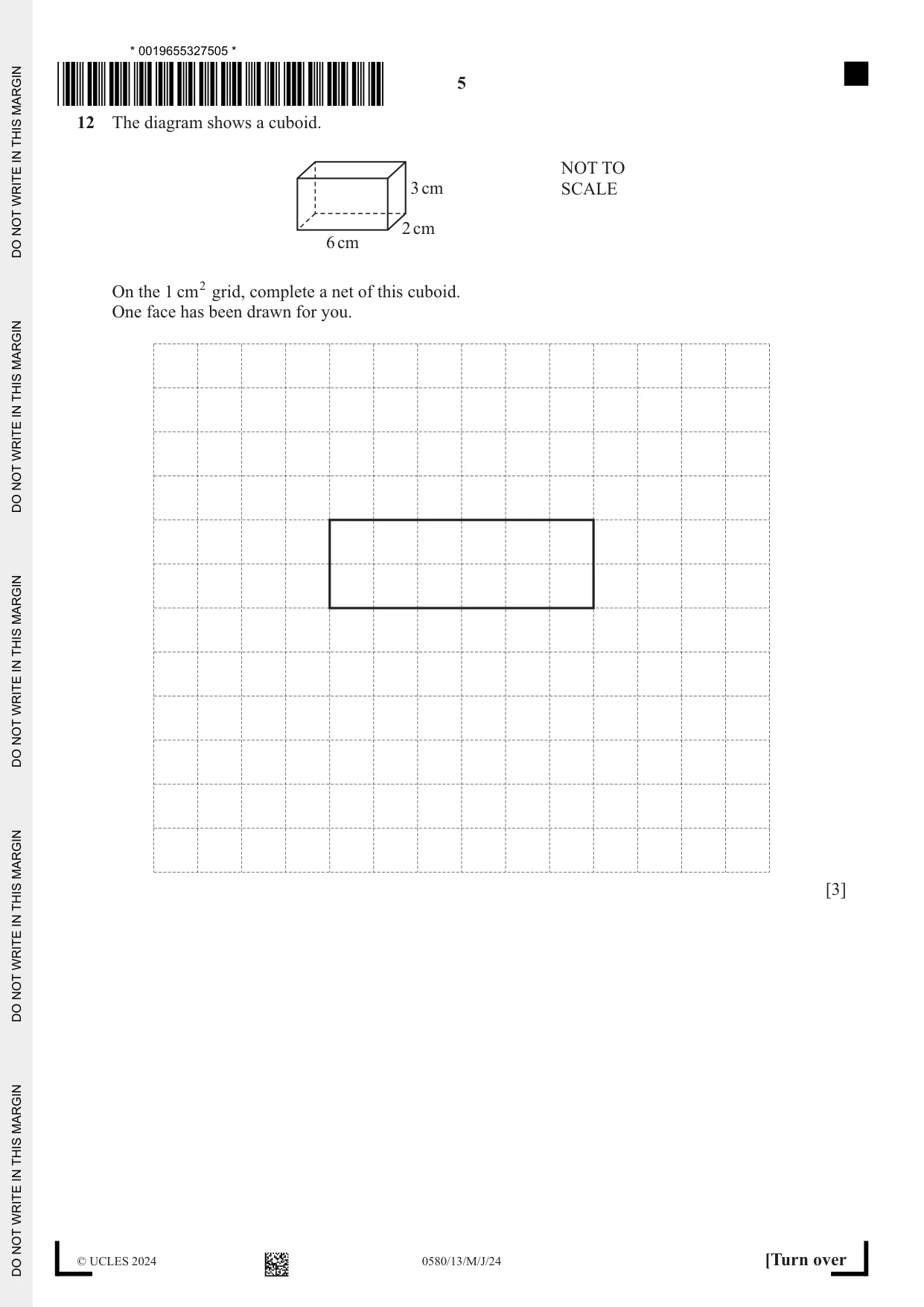 Cambridge IGCSE Mathematics 0580 2024 May/June Paper 1 · Variant 3 question paper, page 5 of 12