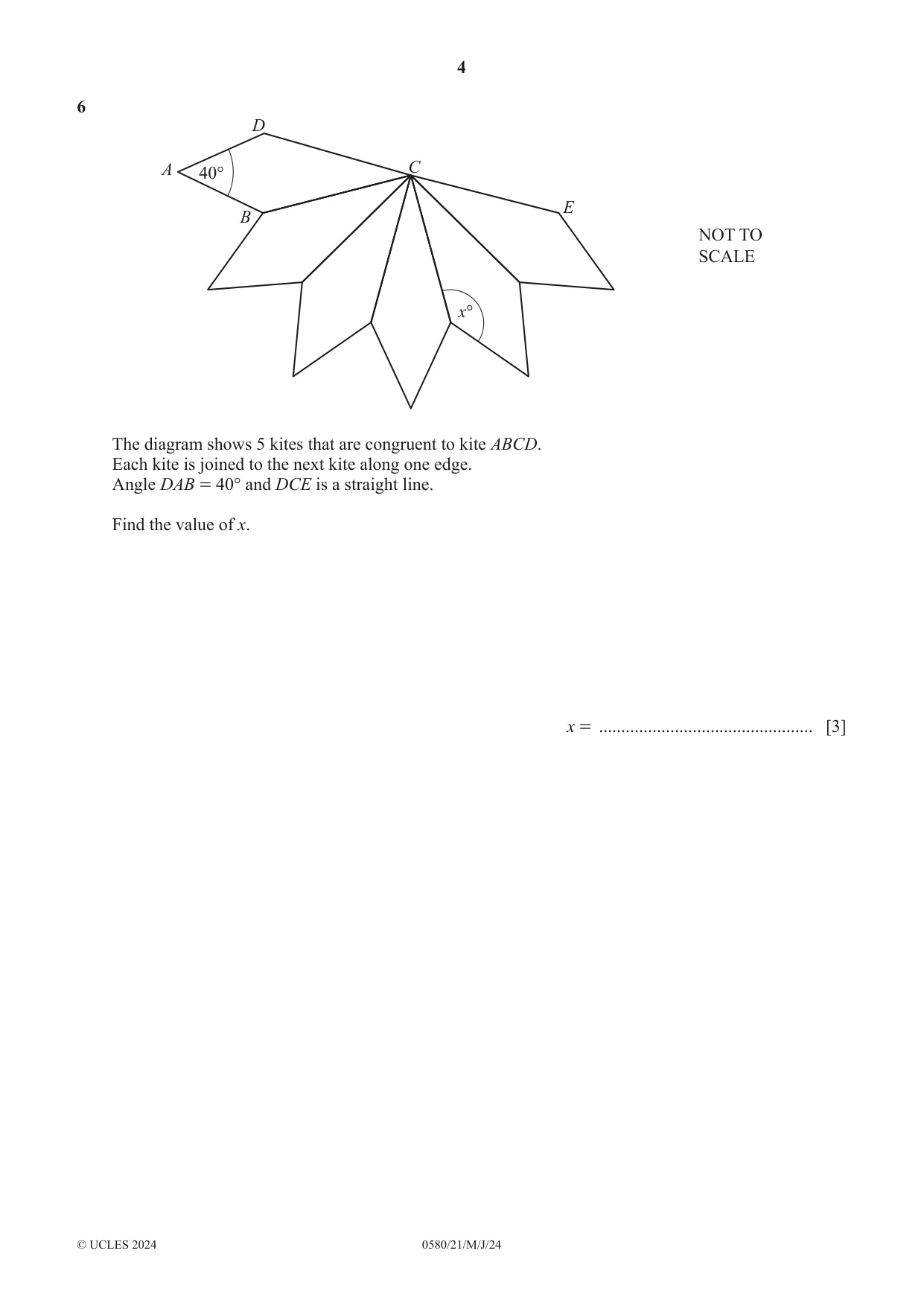 Cambridge IGCSE Mathematics 0580 2024 May/June Paper 2 · Variant 1 question paper, page 4 of 16