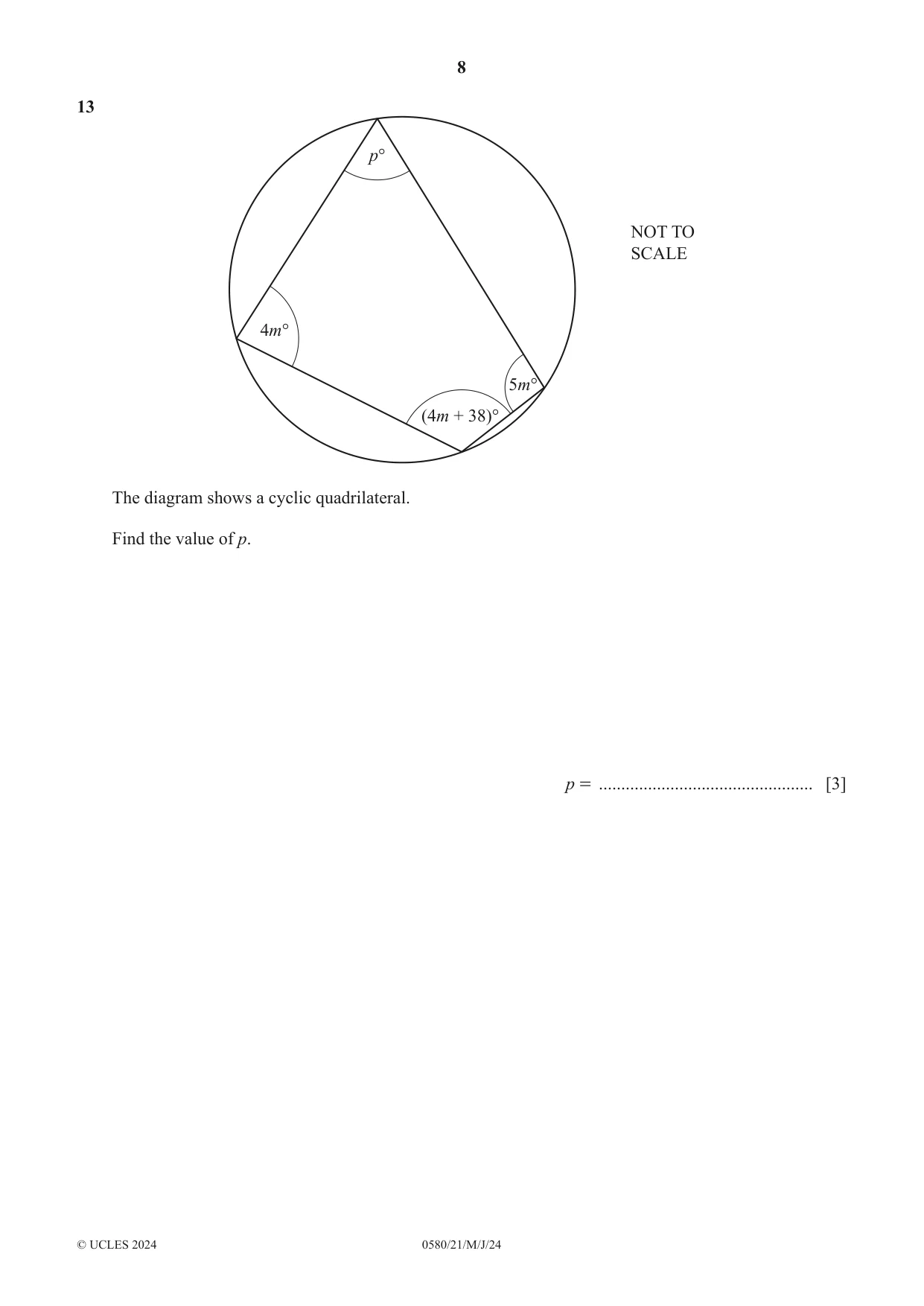 Cambridge IGCSE Mathematics 0580 2024 May/June Paper 2 · Variant 1 question paper, page 8 of 16