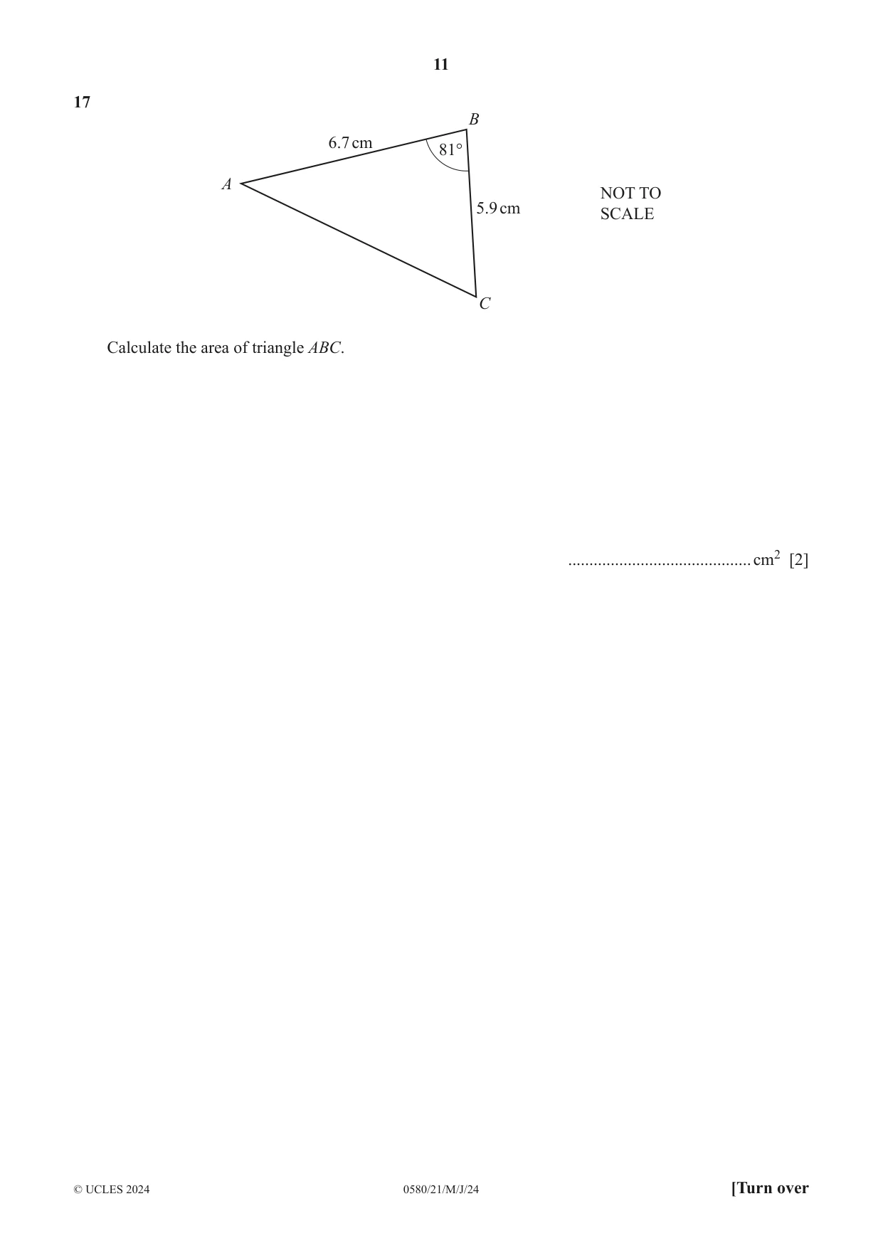Cambridge IGCSE Mathematics 0580 2024 May/June Paper 2 · Variant 1 question paper, page 11 of 16