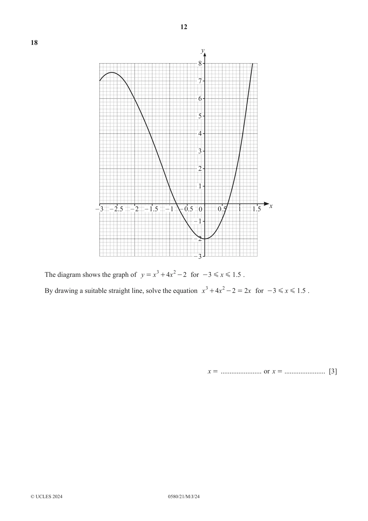 Cambridge IGCSE Mathematics 0580 2024 May/June Paper 2 · Variant 1 question paper, page 12 of 16