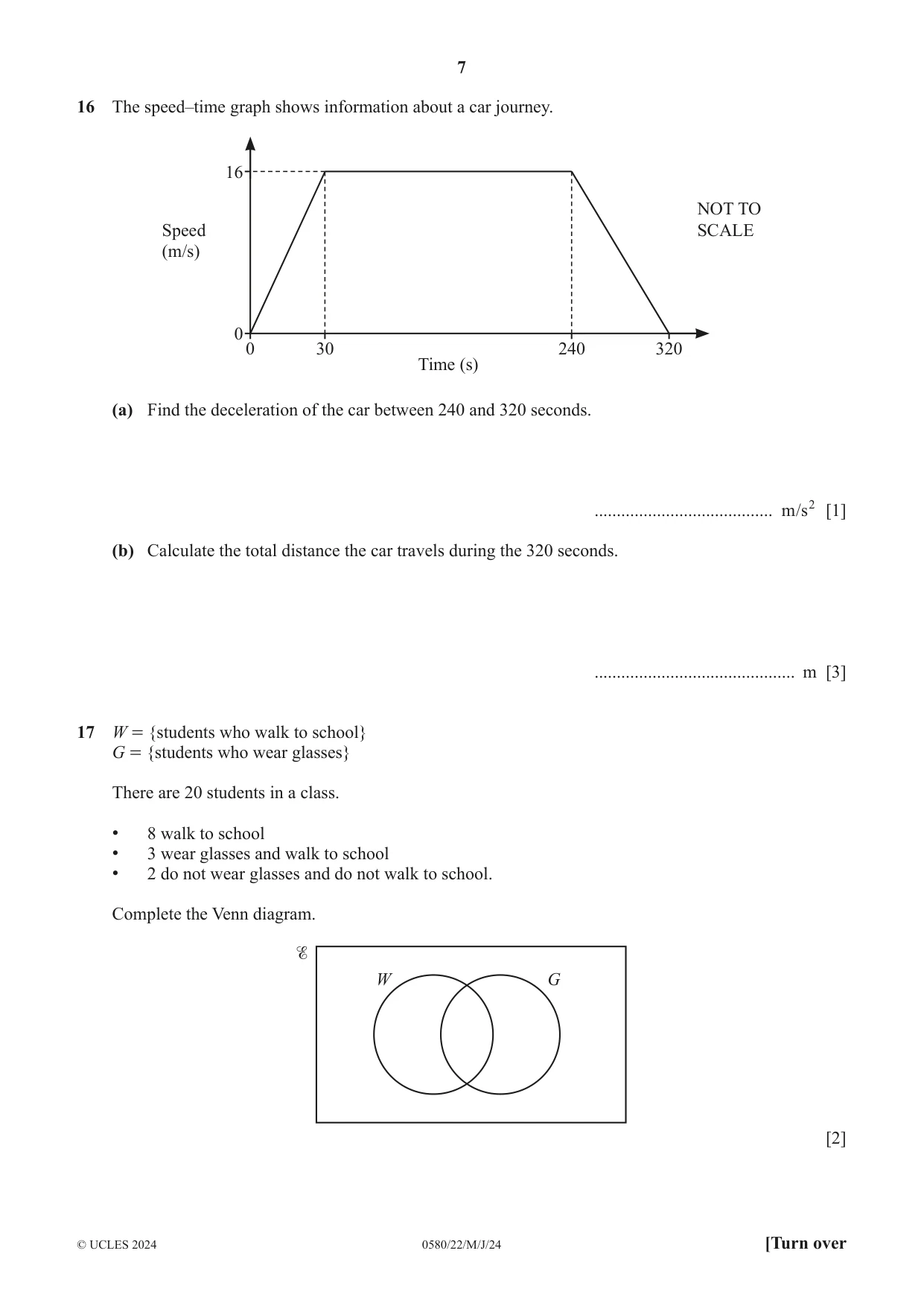 Cambridge IGCSE Mathematics 0580 2024 May/June Paper 2 · Variant 2 question paper, page 7 of 12