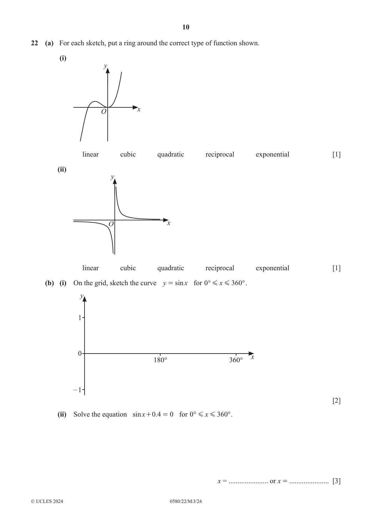 Cambridge IGCSE Mathematics 0580 2024 May/June Paper 2 · Variant 2 question paper, page 10 of 12