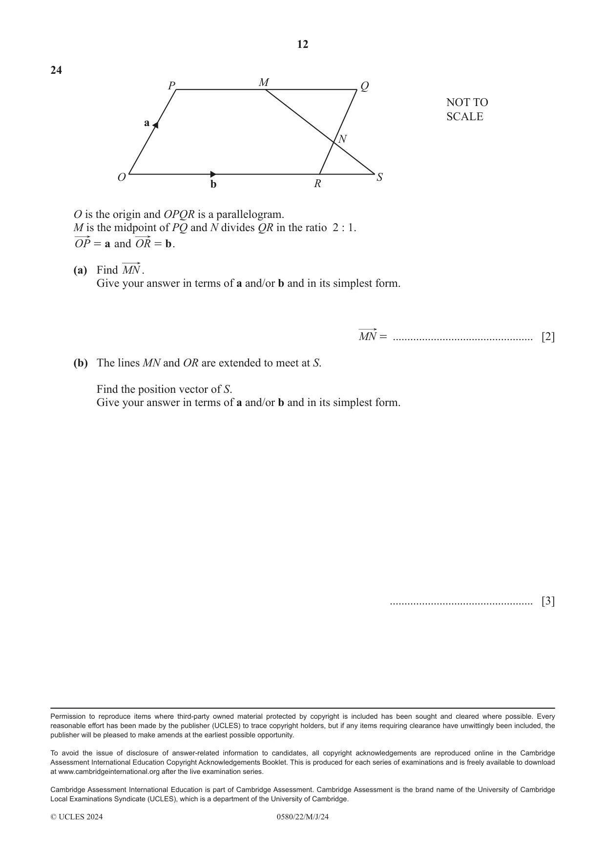 Cambridge IGCSE Mathematics 0580 2024 May/June Paper 2 · Variant 2 question paper, page 12 of 12