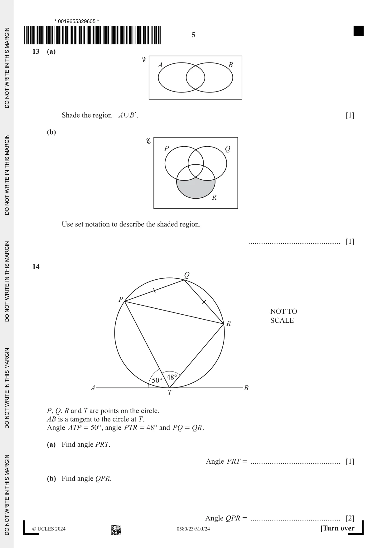 Cambridge IGCSE Mathematics 0580 2024 May/June Paper 2 · Variant 3 question paper, page 5 of 12