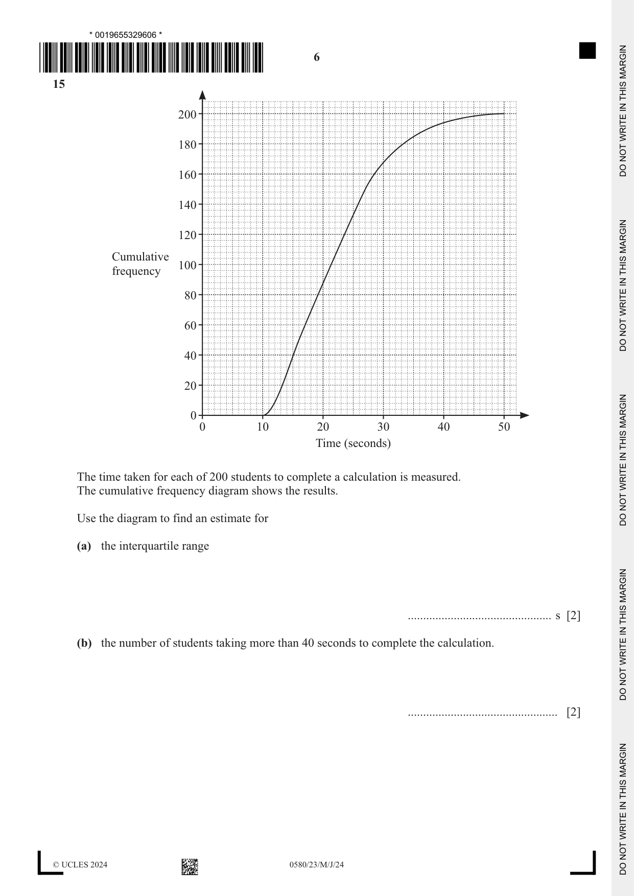 Cambridge IGCSE Mathematics 0580 2024 May/June Paper 2 · Variant 3 question paper, page 6 of 12