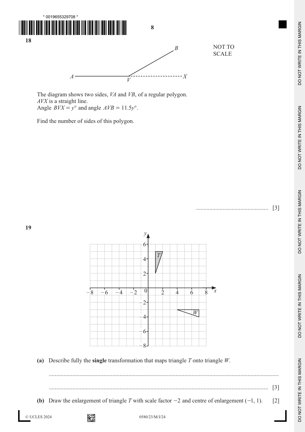 Cambridge IGCSE Mathematics 0580 2024 May/June Paper 2 · Variant 3 question paper, page 8 of 12