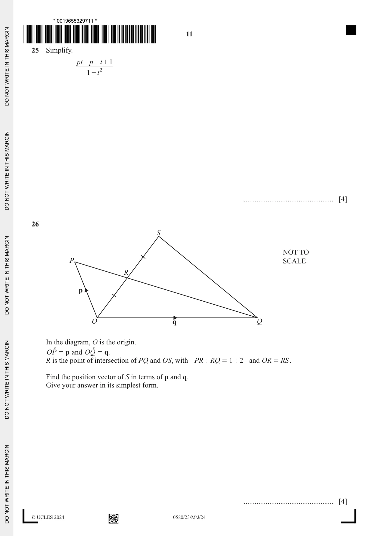 Cambridge IGCSE Mathematics 0580 2024 May/June Paper 2 · Variant 3 question paper, page 11 of 12