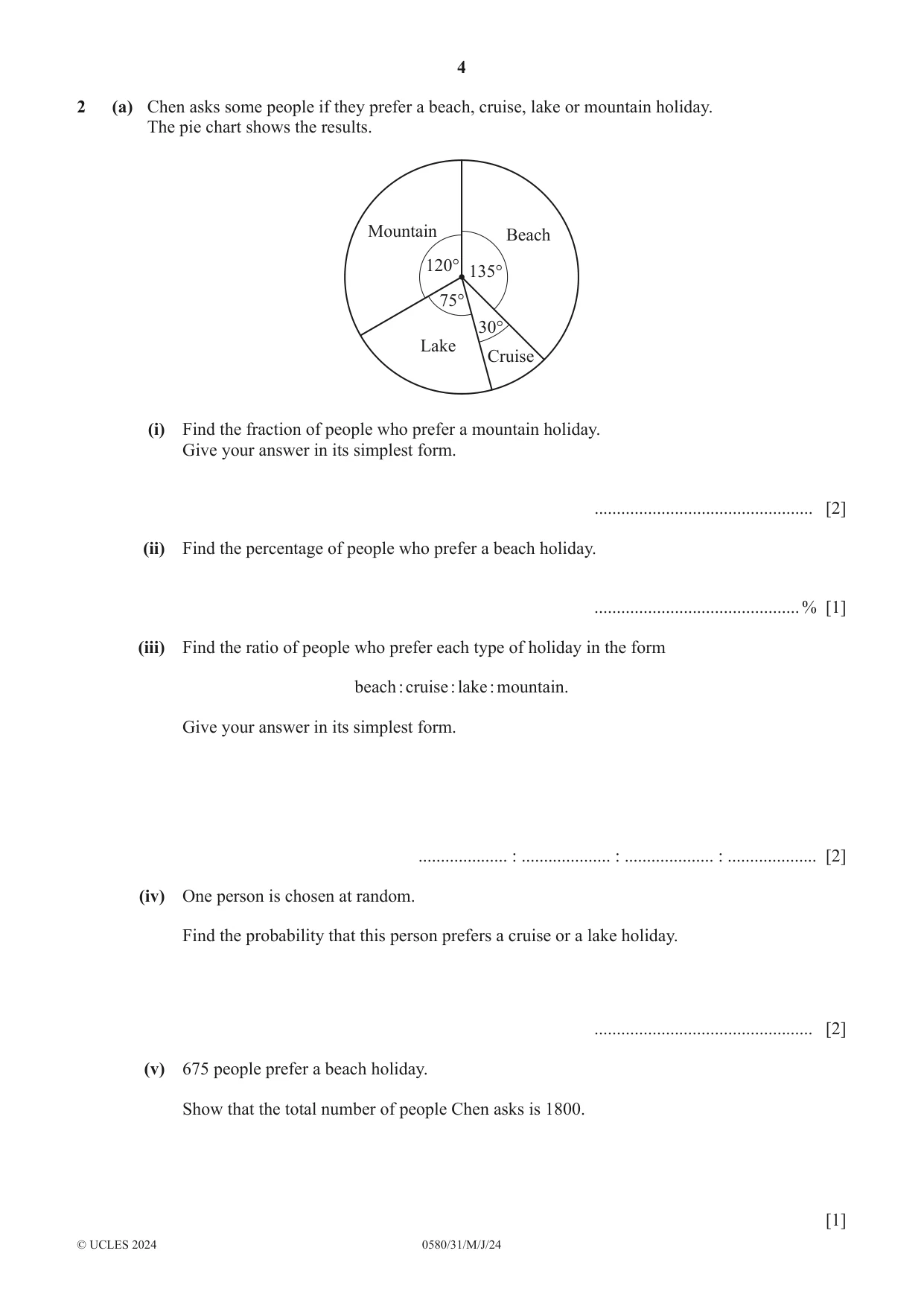 Cambridge IGCSE Mathematics 0580 2024 May/June Paper 3 · Variant 1 question paper, page 4 of 16