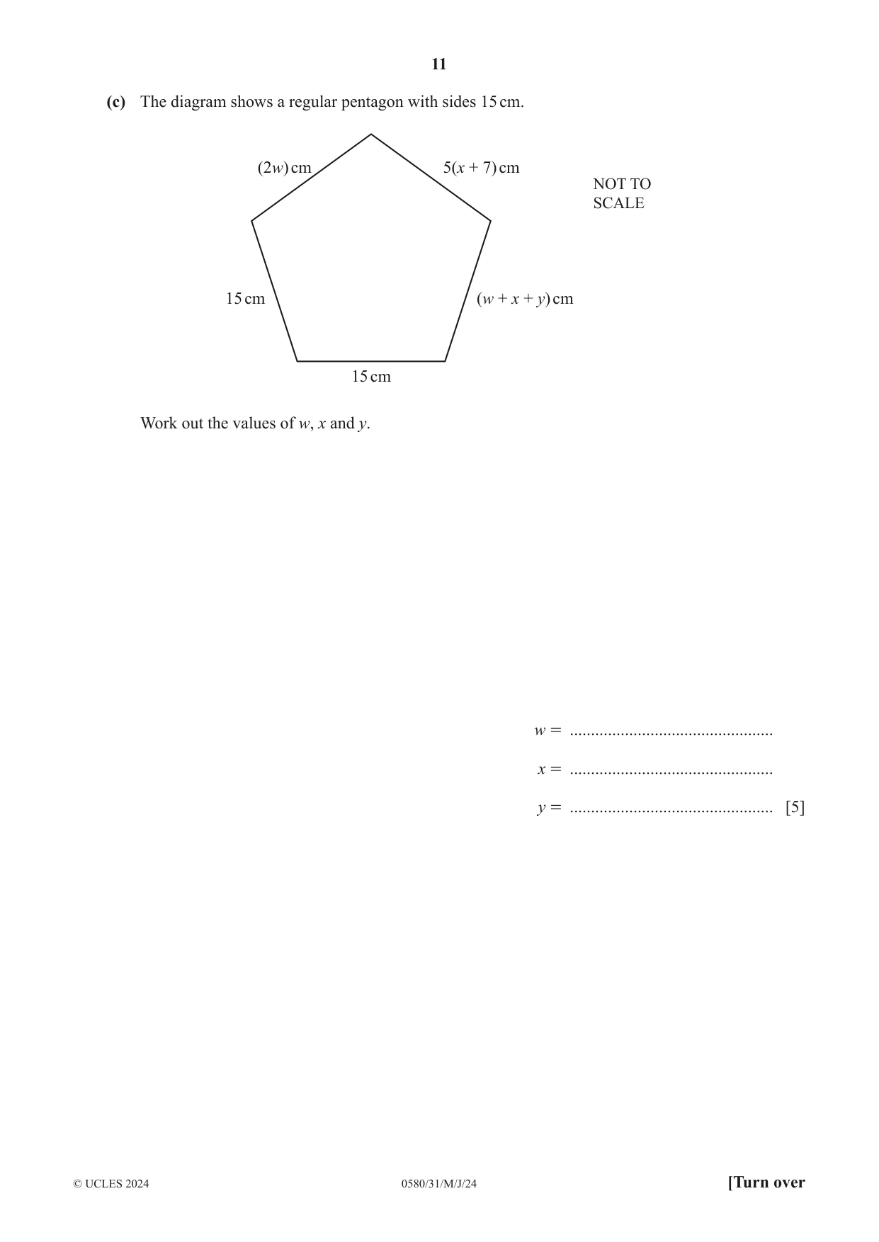 Cambridge IGCSE Mathematics 0580 2024 May/June Paper 3 · Variant 1 question paper, page 11 of 16
