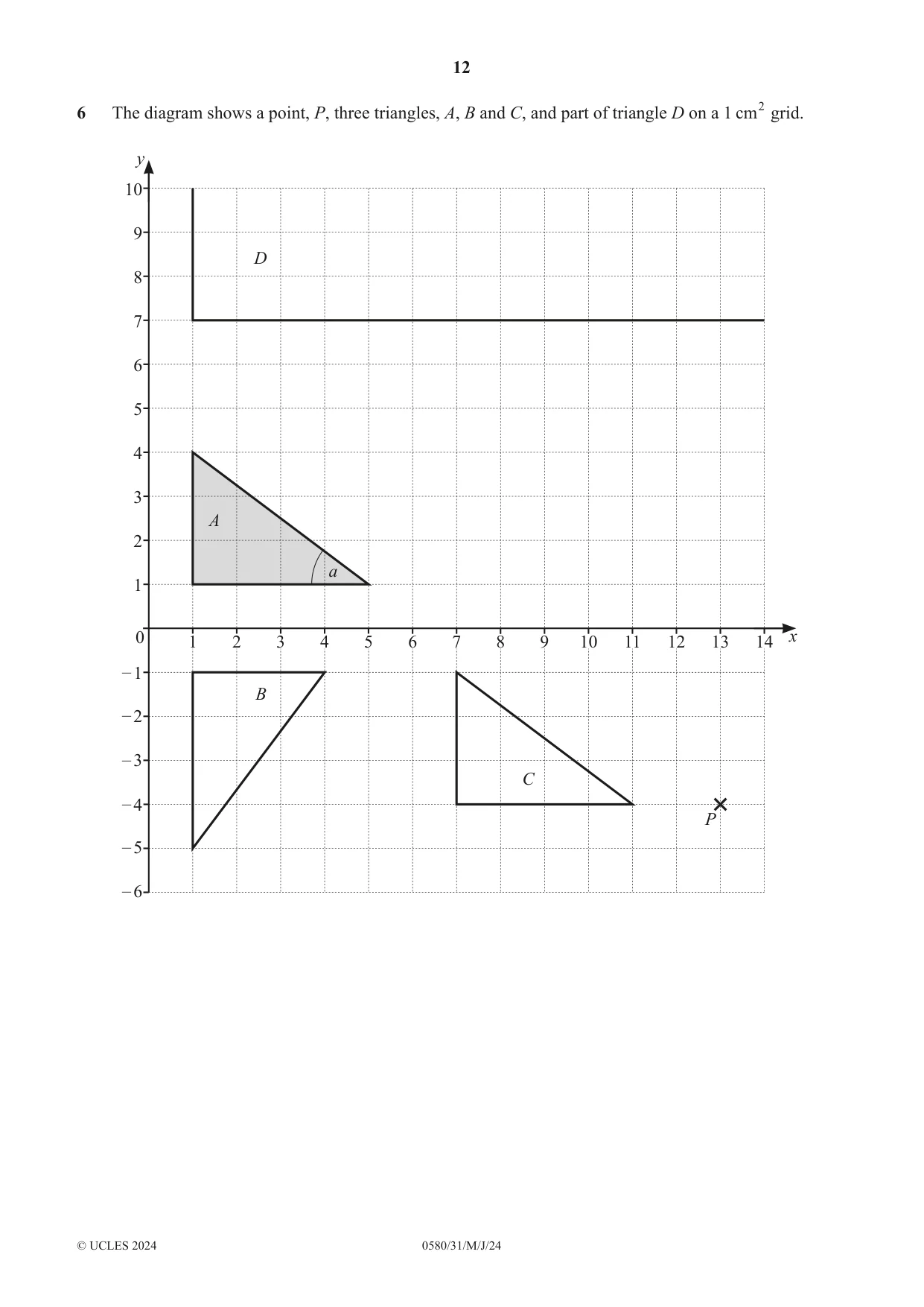 Cambridge IGCSE Mathematics 0580 2024 May/June Paper 3 · Variant 1 question paper, page 12 of 16