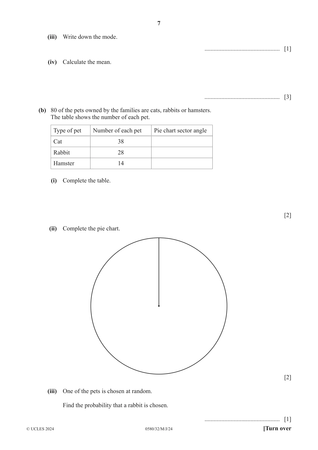 Cambridge IGCSE Mathematics 0580 2024 May/June Paper 3 · Variant 2 question paper, page 7 of 16