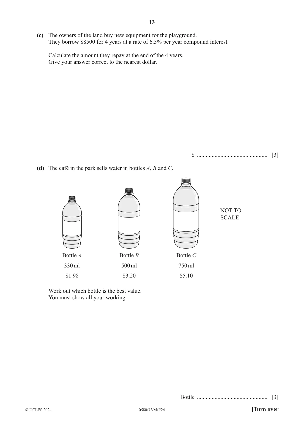Cambridge IGCSE Mathematics 0580 2024 May/June Paper 3 · Variant 2 question paper, page 13 of 16