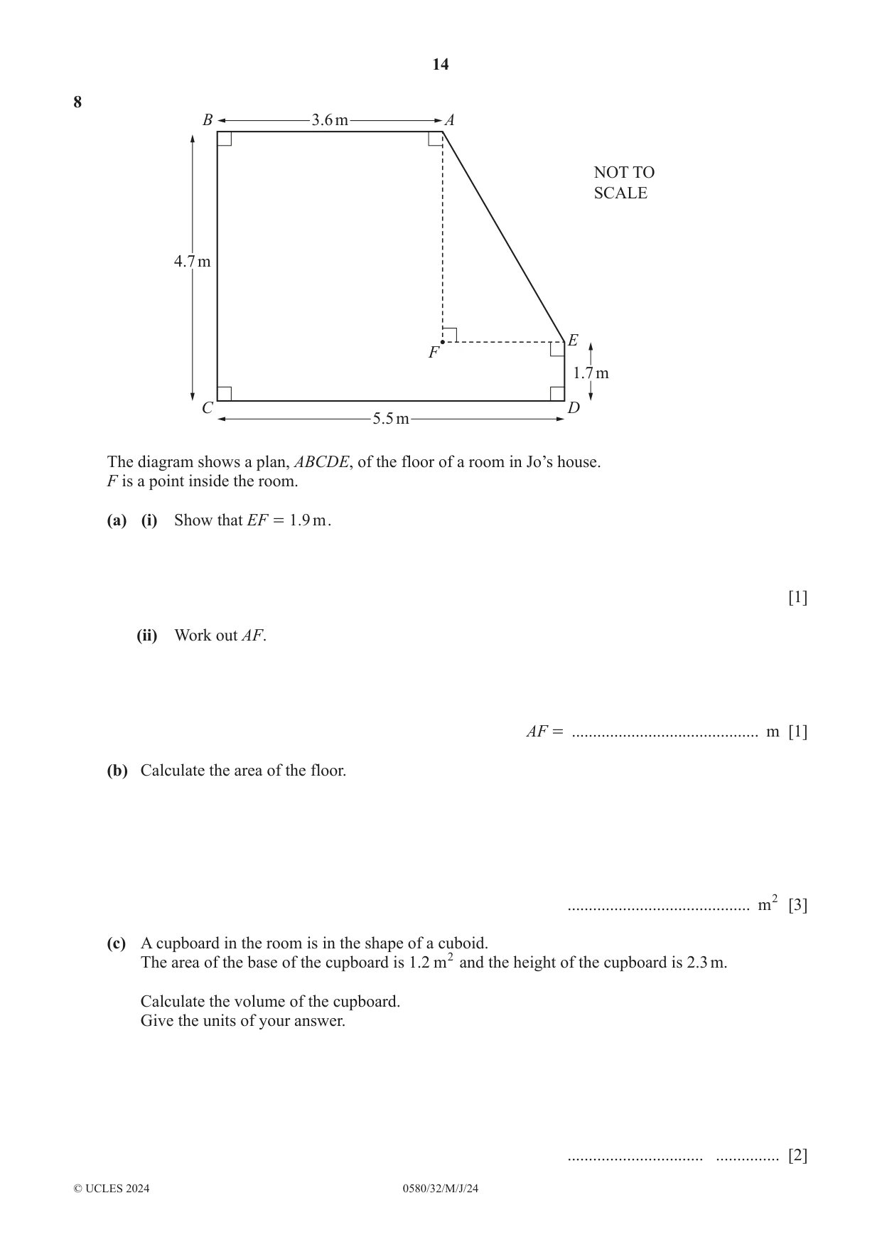 Cambridge IGCSE Mathematics 0580 2024 May/June Paper 3 · Variant 2 question paper, page 14 of 16
