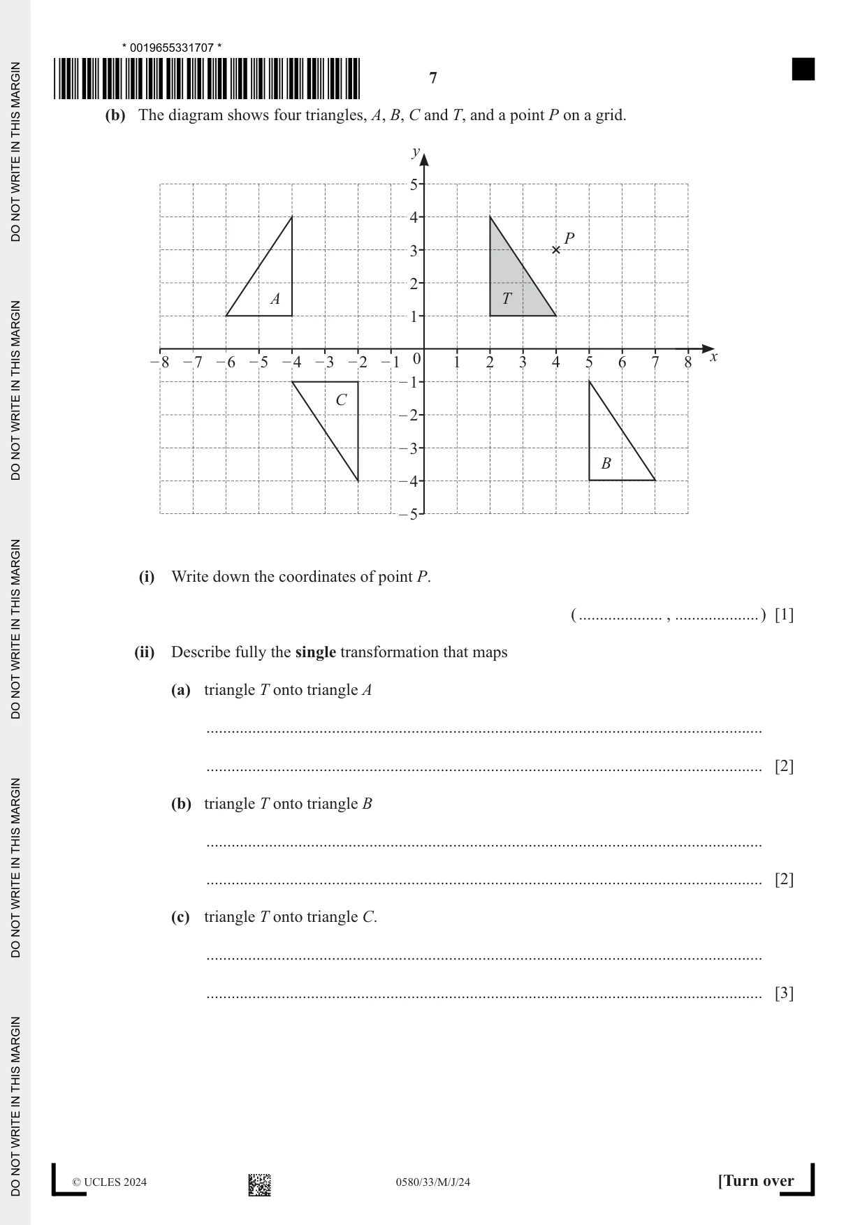 Cambridge IGCSE Mathematics 0580 2024 May/June Paper 3 · Variant 3 question paper, page 7 of 20