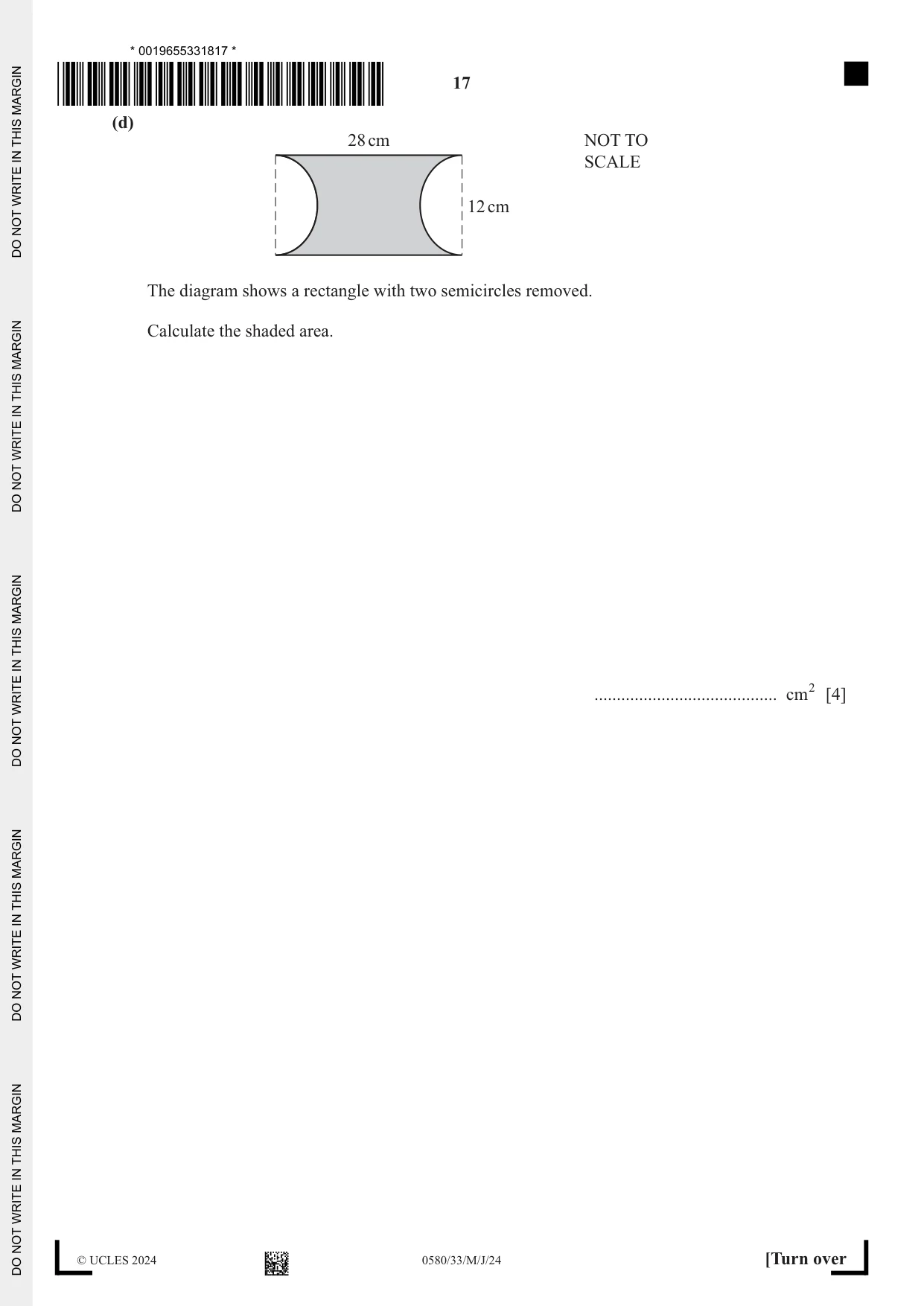 Cambridge IGCSE Mathematics 0580 2024 May/June Paper 3 · Variant 3 question paper, page 17 of 20