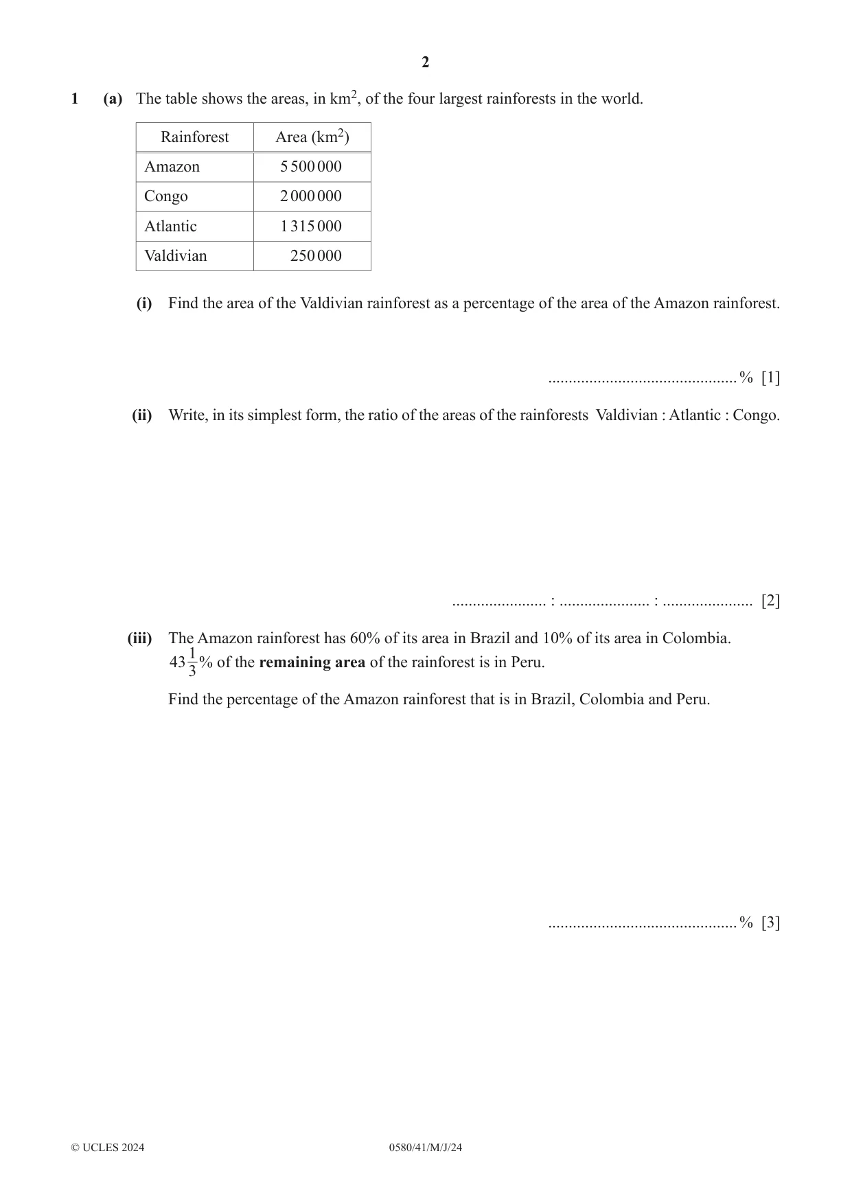 Cambridge IGCSE Mathematics 0580 2024 May/June Paper 4 · Variant 1 question paper, page 2 of 20