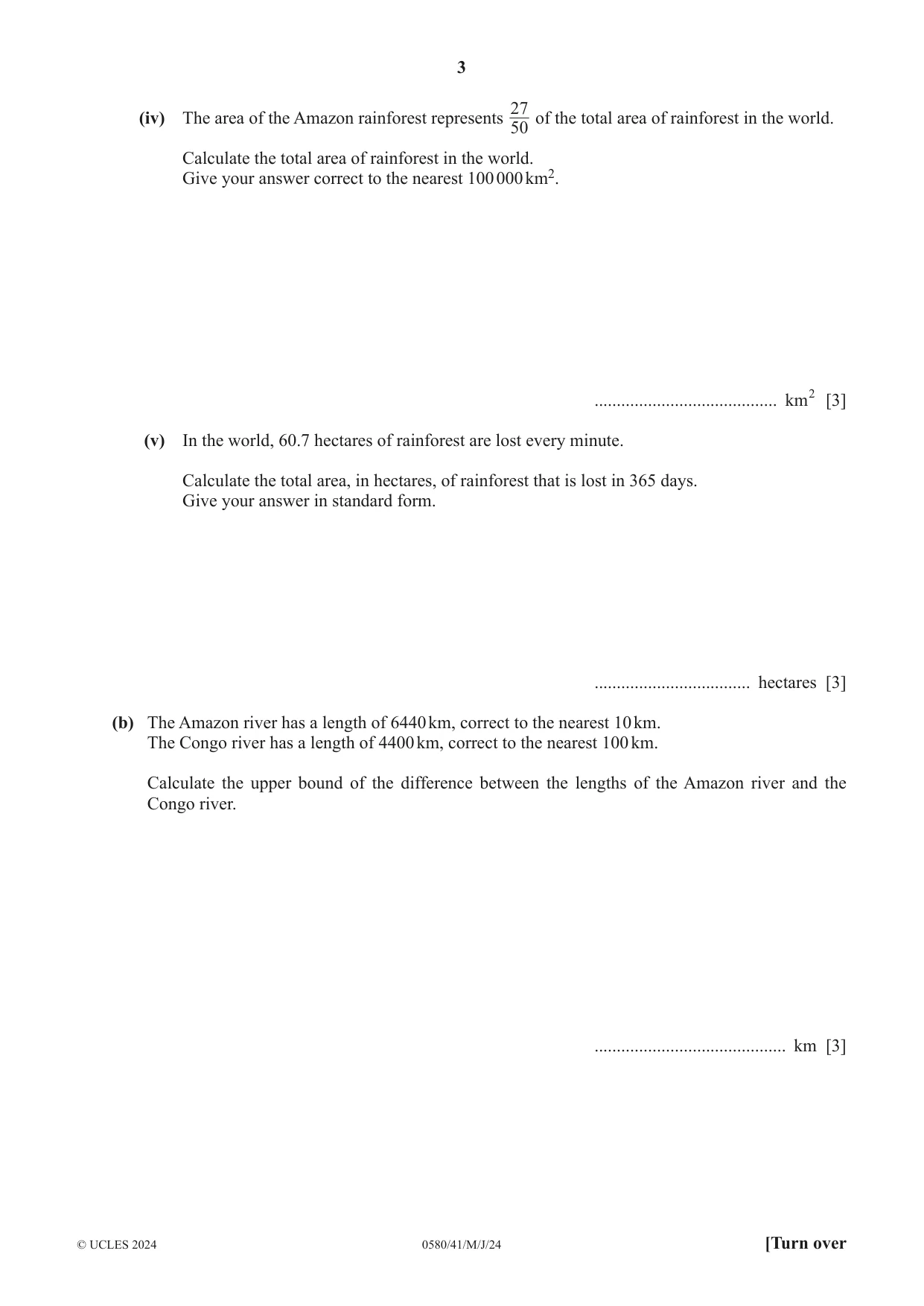Cambridge IGCSE Mathematics 0580 2024 May/June Paper 4 · Variant 1 question paper, page 3 of 20