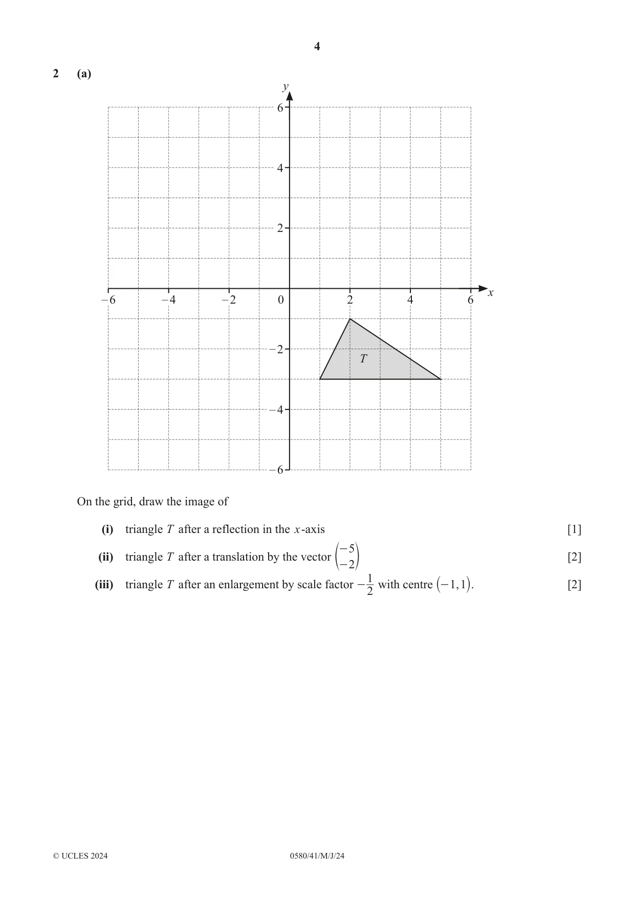Cambridge IGCSE Mathematics 0580 2024 May/June Paper 4 · Variant 1 question paper, page 4 of 20