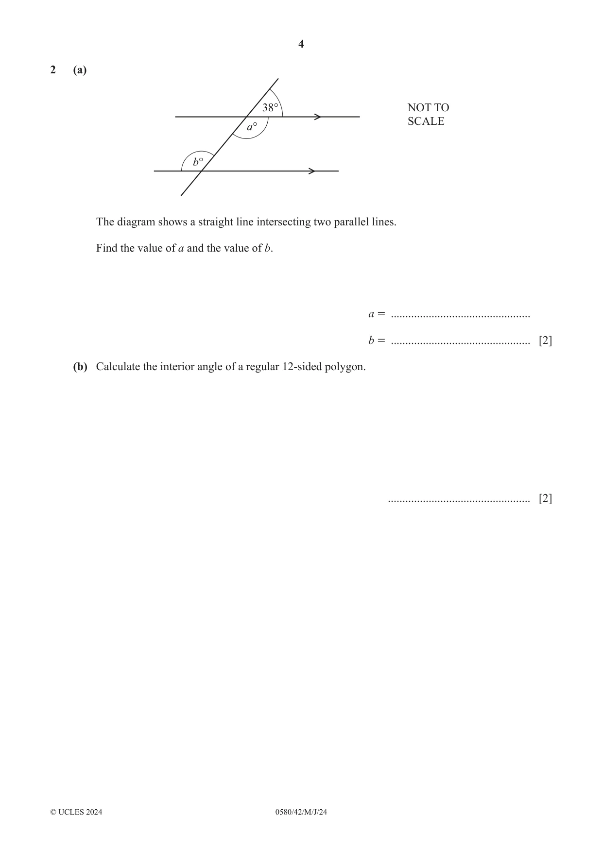 Cambridge IGCSE Mathematics 0580 2024 May/June Paper 4 · Variant 2 question paper, page 4 of 20