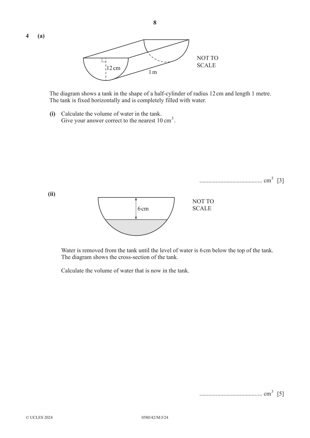 Cambridge IGCSE Mathematics 0580 2024 May/June Paper 4 · Variant 2 question paper, page 8 of 20
