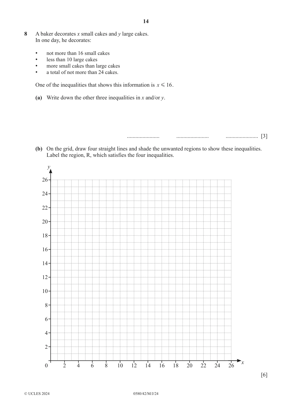 Cambridge IGCSE Mathematics 0580 2024 May/June Paper 4 · Variant 2 question paper, page 14 of 20