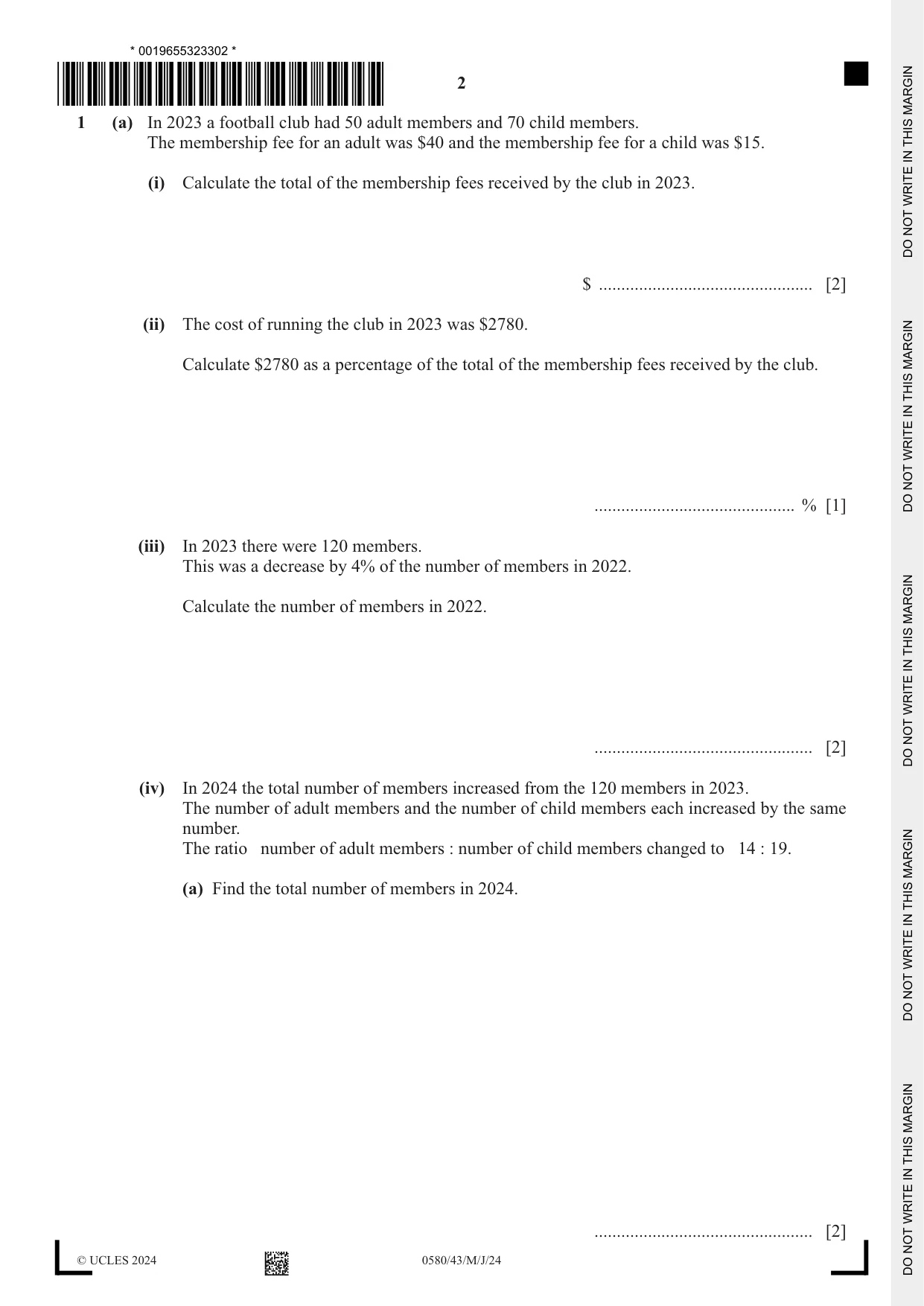 Cambridge IGCSE Mathematics 0580 2024 May/June Paper 4 · Variant 3 question paper, page 2 of 24