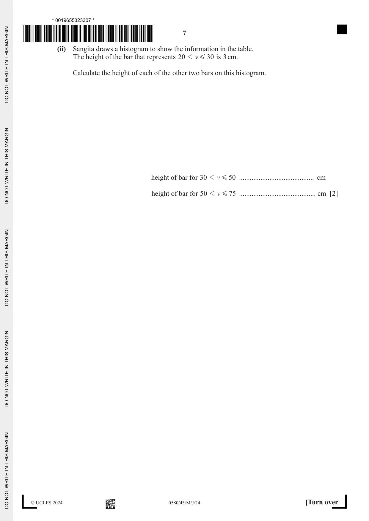 Cambridge IGCSE Mathematics 0580 2024 May/June Paper 4 · Variant 3 question paper, page 7 of 24